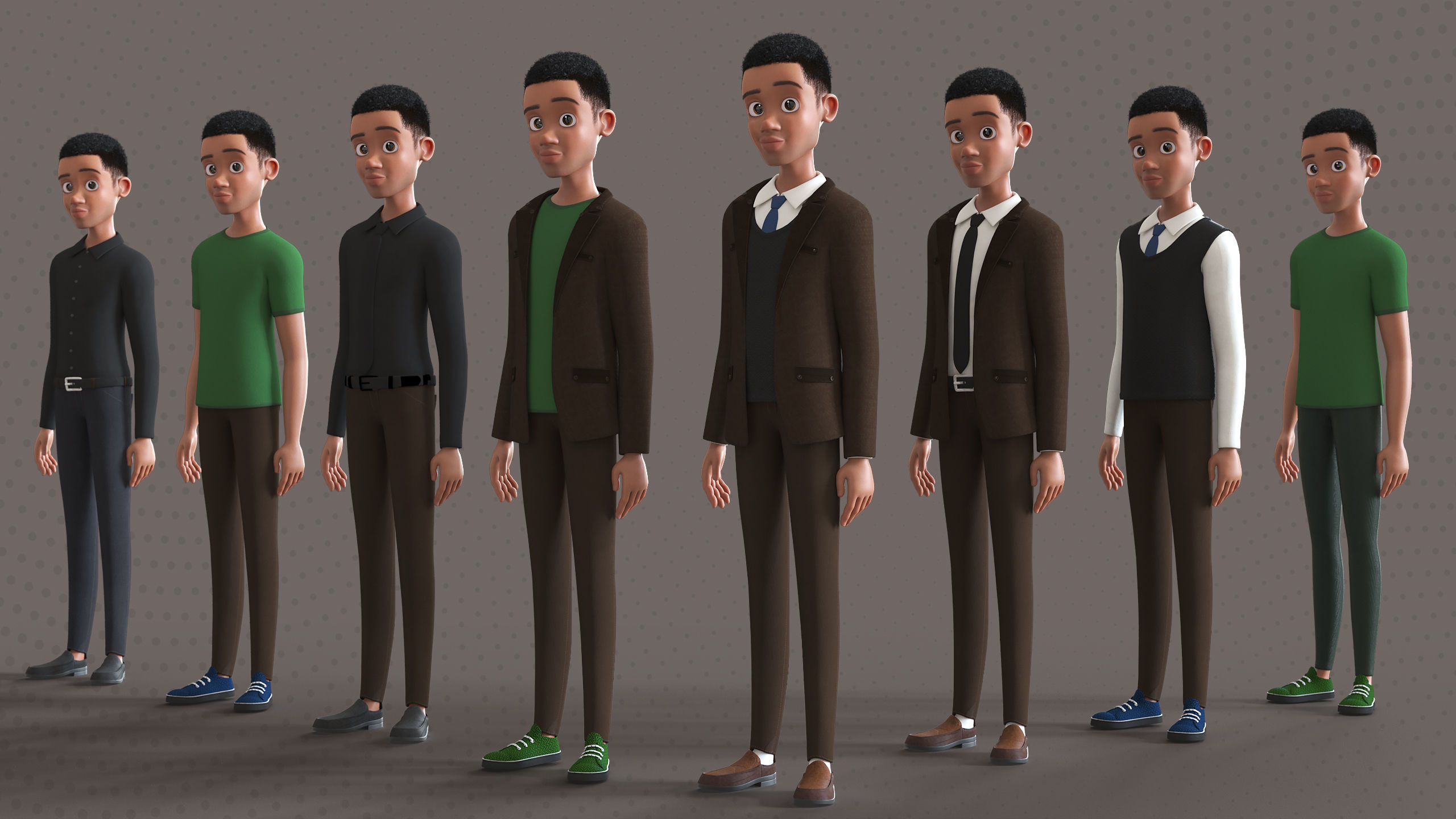 Cartoon Afro Family Pack - 3d Rigged Characters 3D model_78