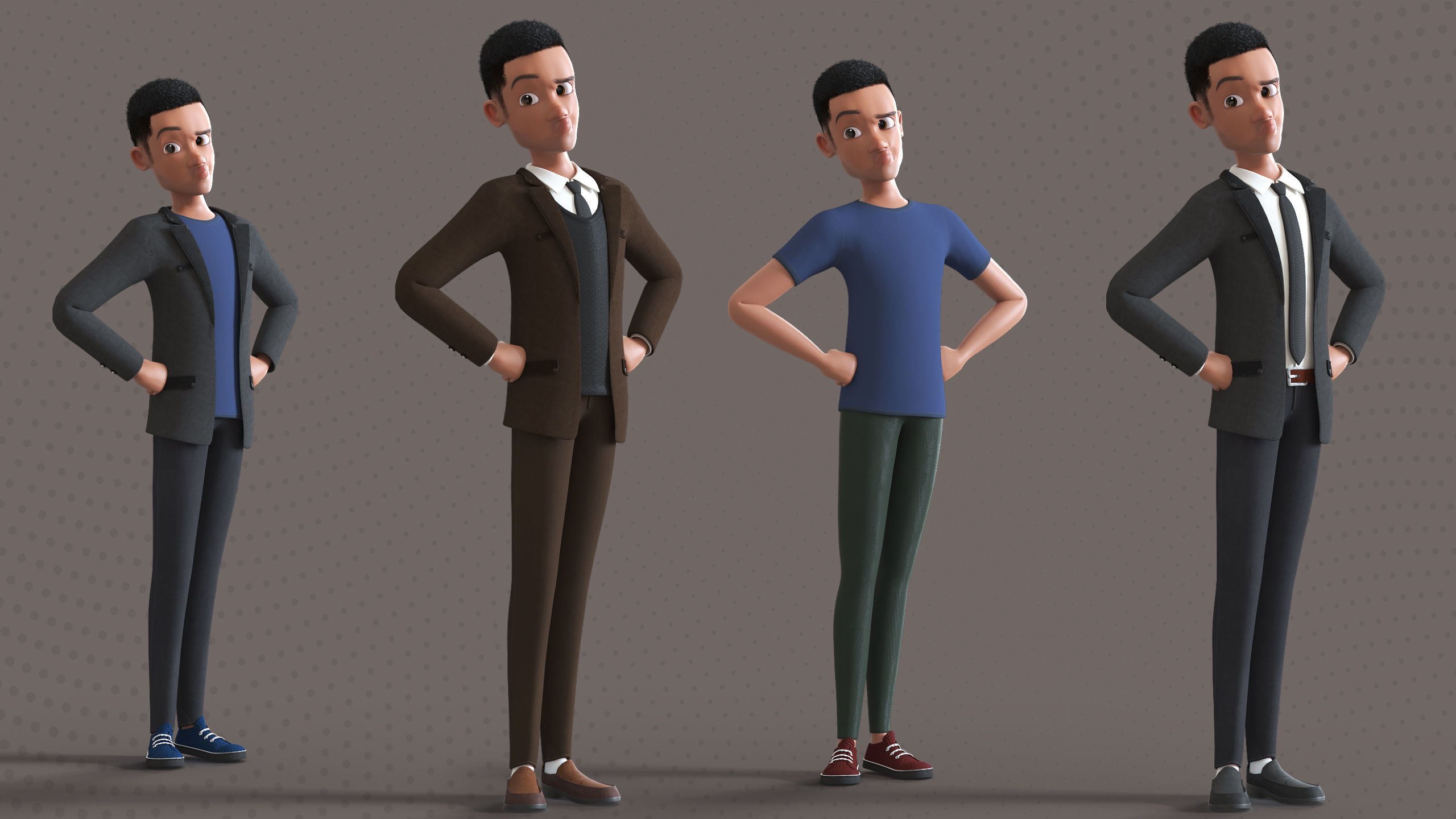 Cartoon Afro Family Pack - 3d Rigged Characters 3D model_84