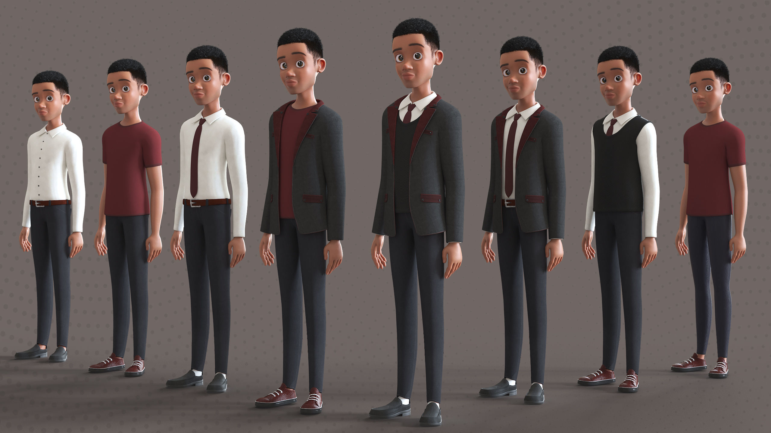 Cartoon Afro Family Pack - 3d Rigged Characters 3D model_77