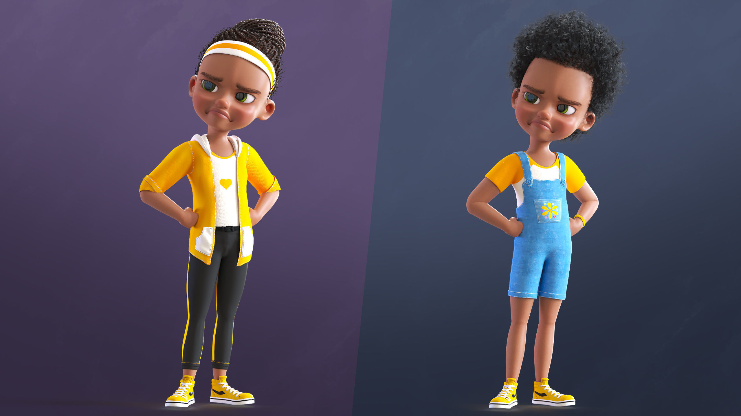 Cartoon Afro Family Pack - 3d Rigged Characters 3D model_20