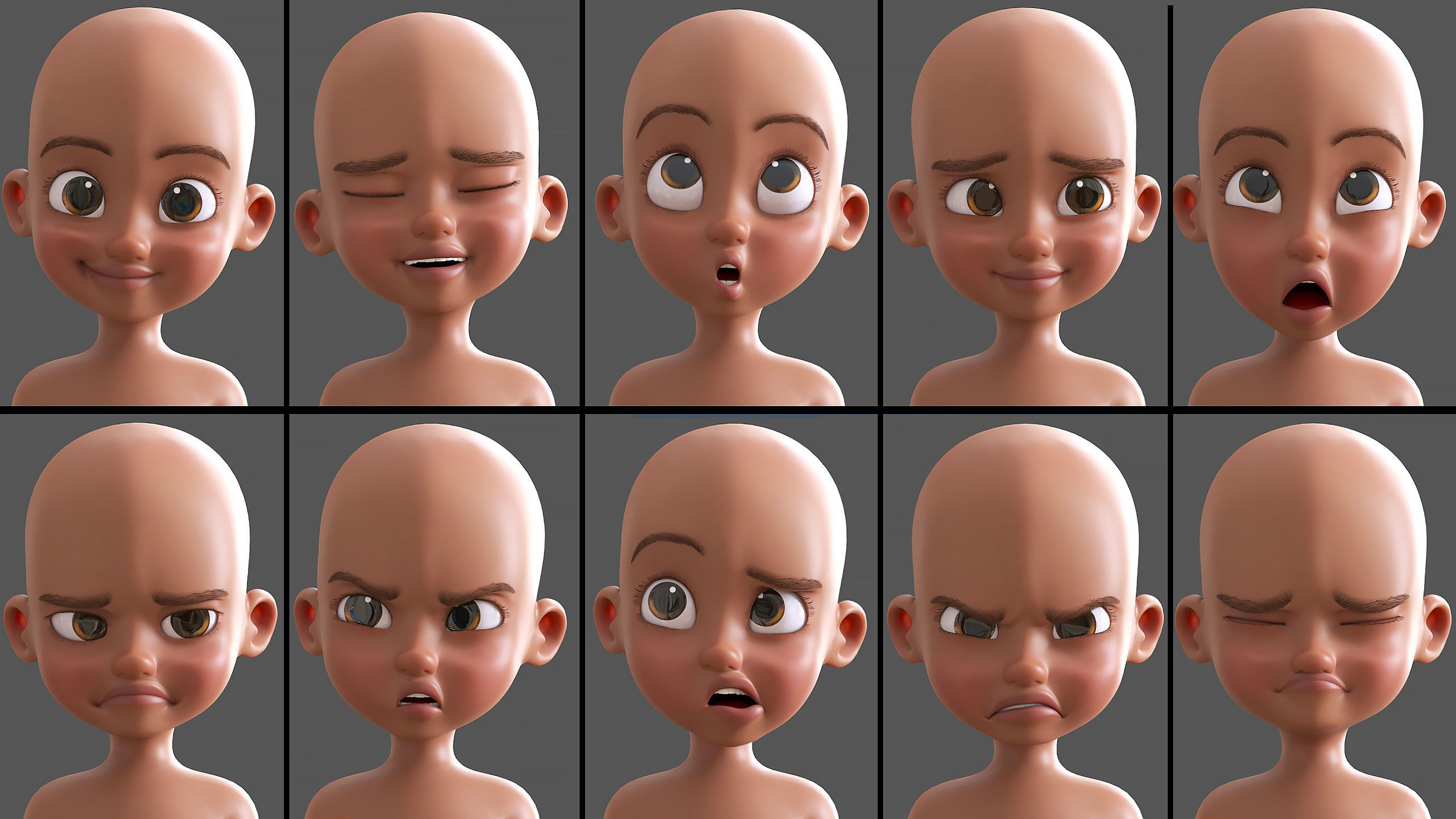 Cartoon Afro Family Pack - 3d Rigged Characters 3D model_12