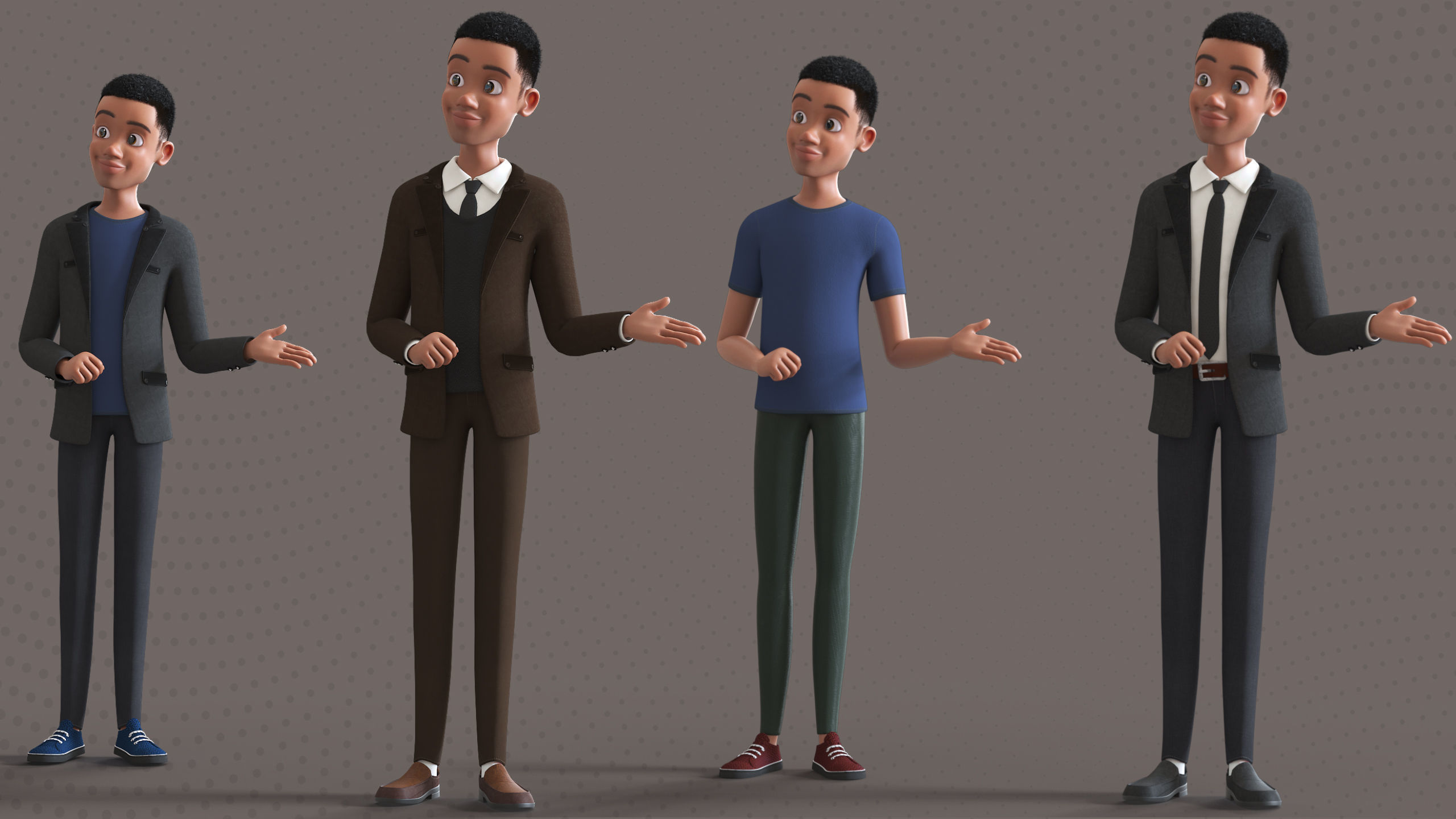 Cartoon Afro Family Pack - 3d Rigged Characters 3D model_82