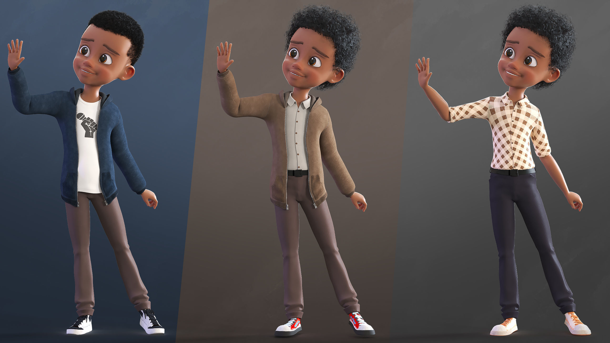 Cartoon Afro Family Pack - 3d Rigged Characters 3D model_40
