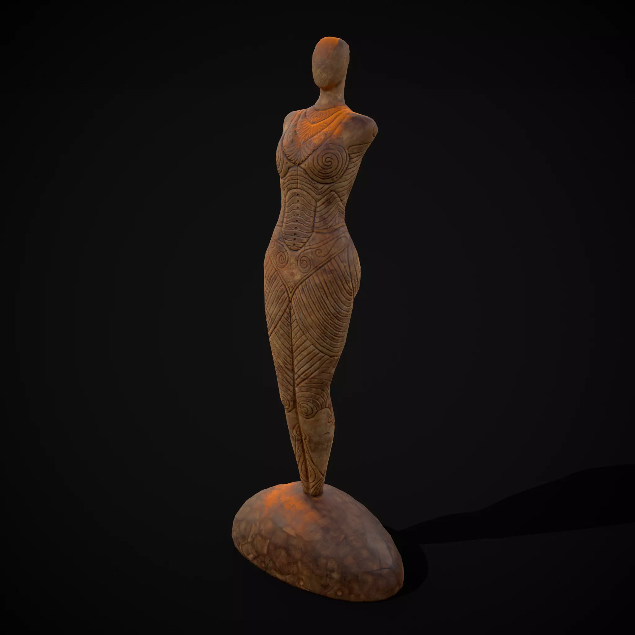 Pegan Fertility Statue Low-poly 3D model_0