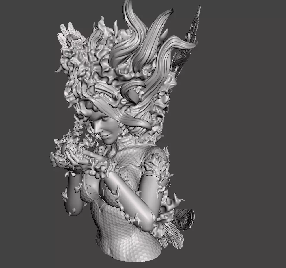phoenix 3d model Bust with base for 3d printing 3D print model_0