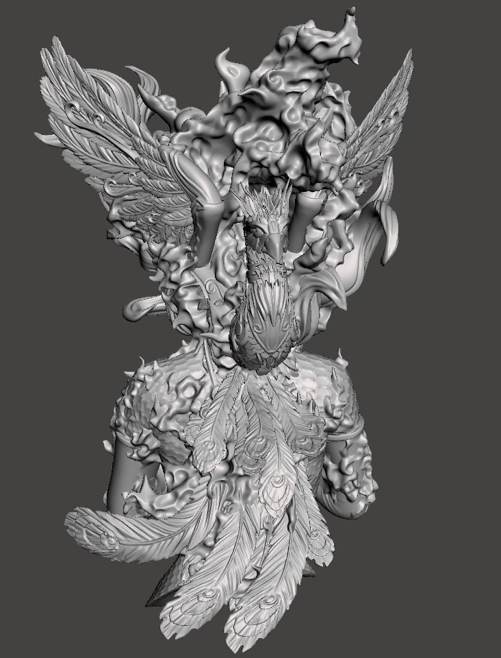 phoenix 3d model Bust with base for 3d printing 3D print model_3