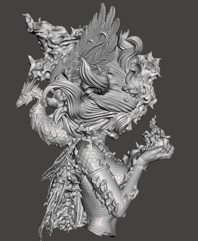 phoenix 3d model Bust with base for 3d printing 3D print model_4