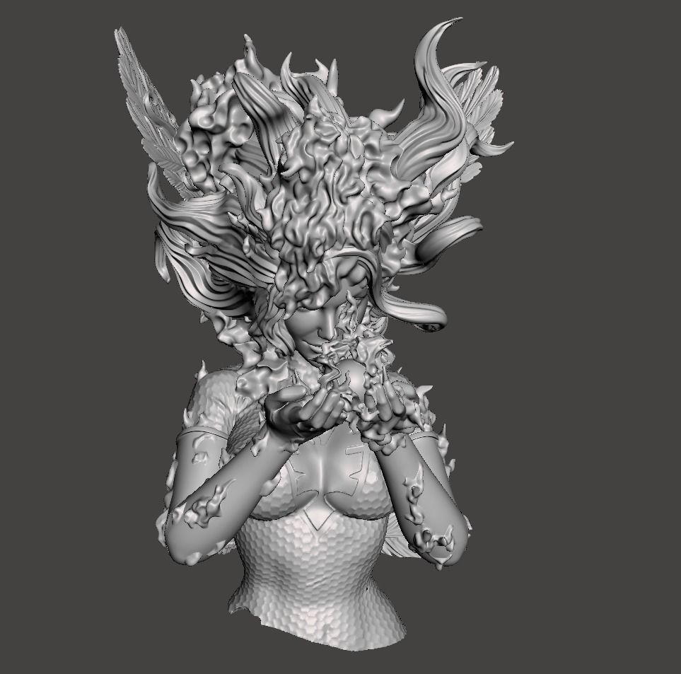 phoenix 3d model Bust with base for 3d printing 3D print model_1