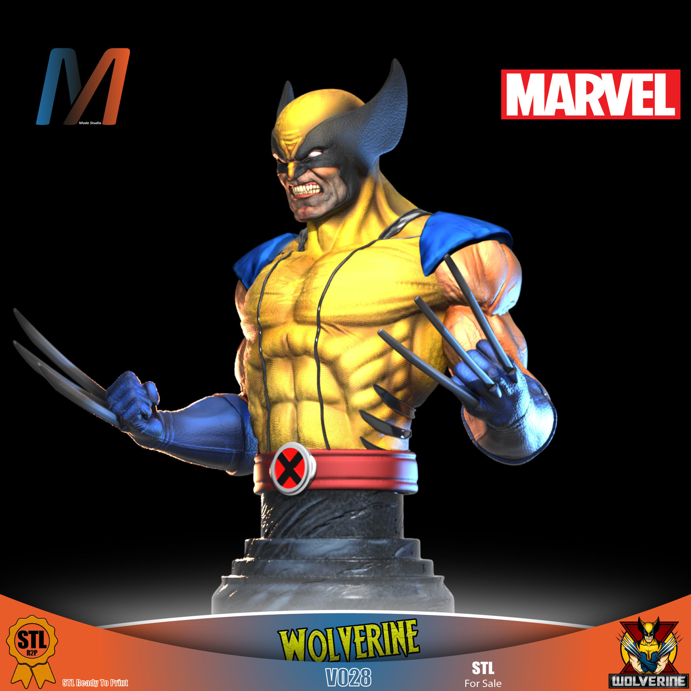 V038 - MARVEL WOLVERINE BUST 3D print model_1