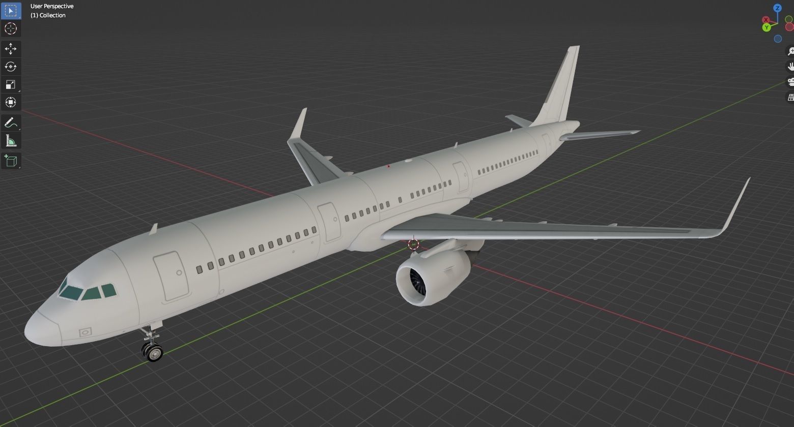 Airbus A321 Neo Static Low Poly Blank  Low-poly 3D model_5