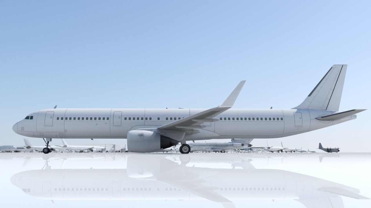Airbus A321 Neo Static Low Poly Blank  Low-poly 3D model_3