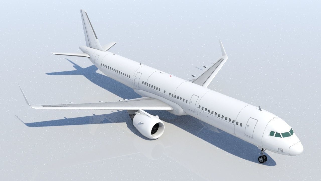 Airbus A321 Neo Static Low Poly Blank  Low-poly 3D model_1
