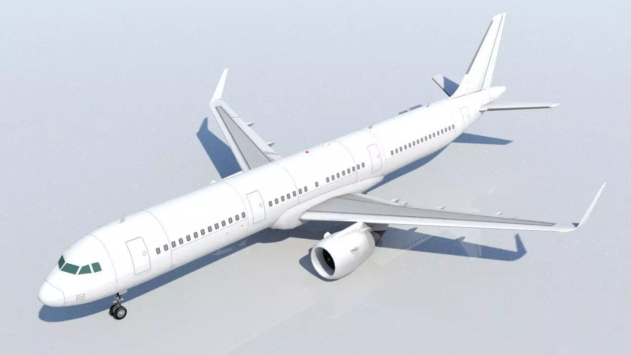 Airbus A321 Neo Static Low Poly Blank  Low-poly 3D model_0