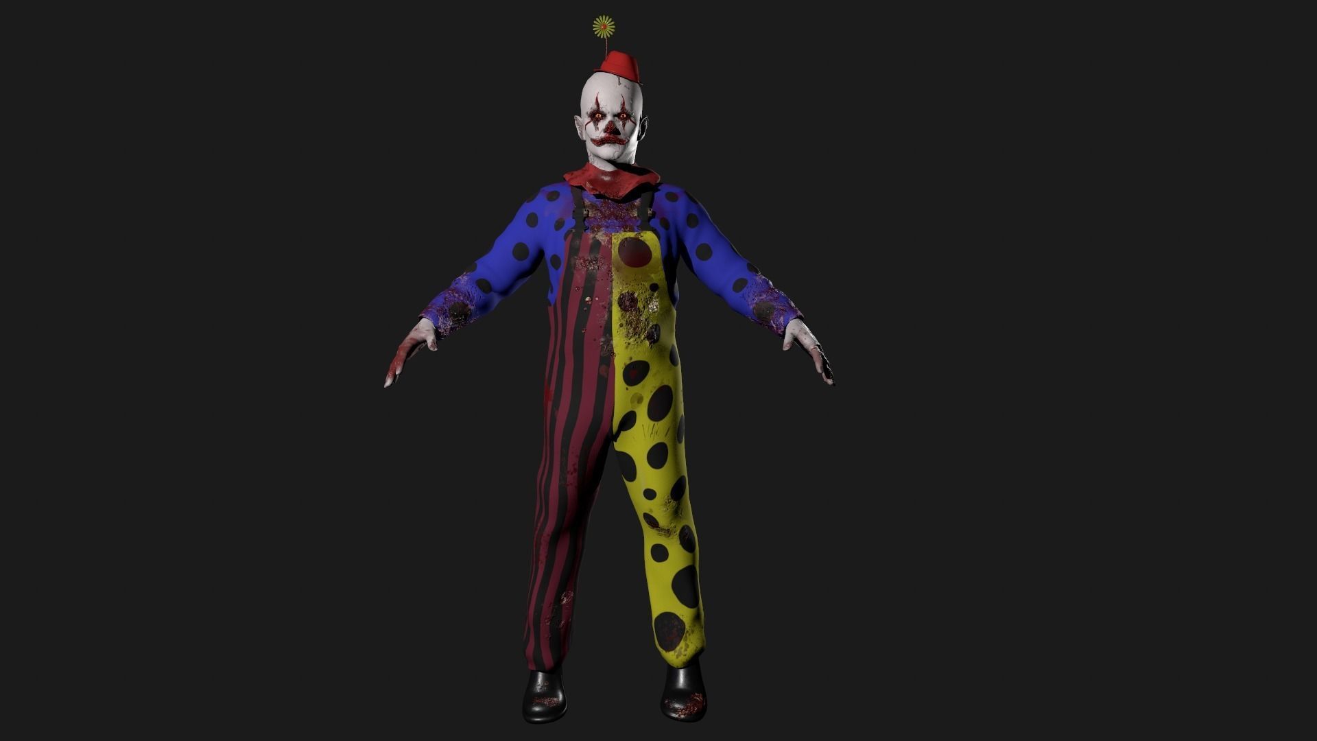 Crazy Clown Low-poly 3D model_14