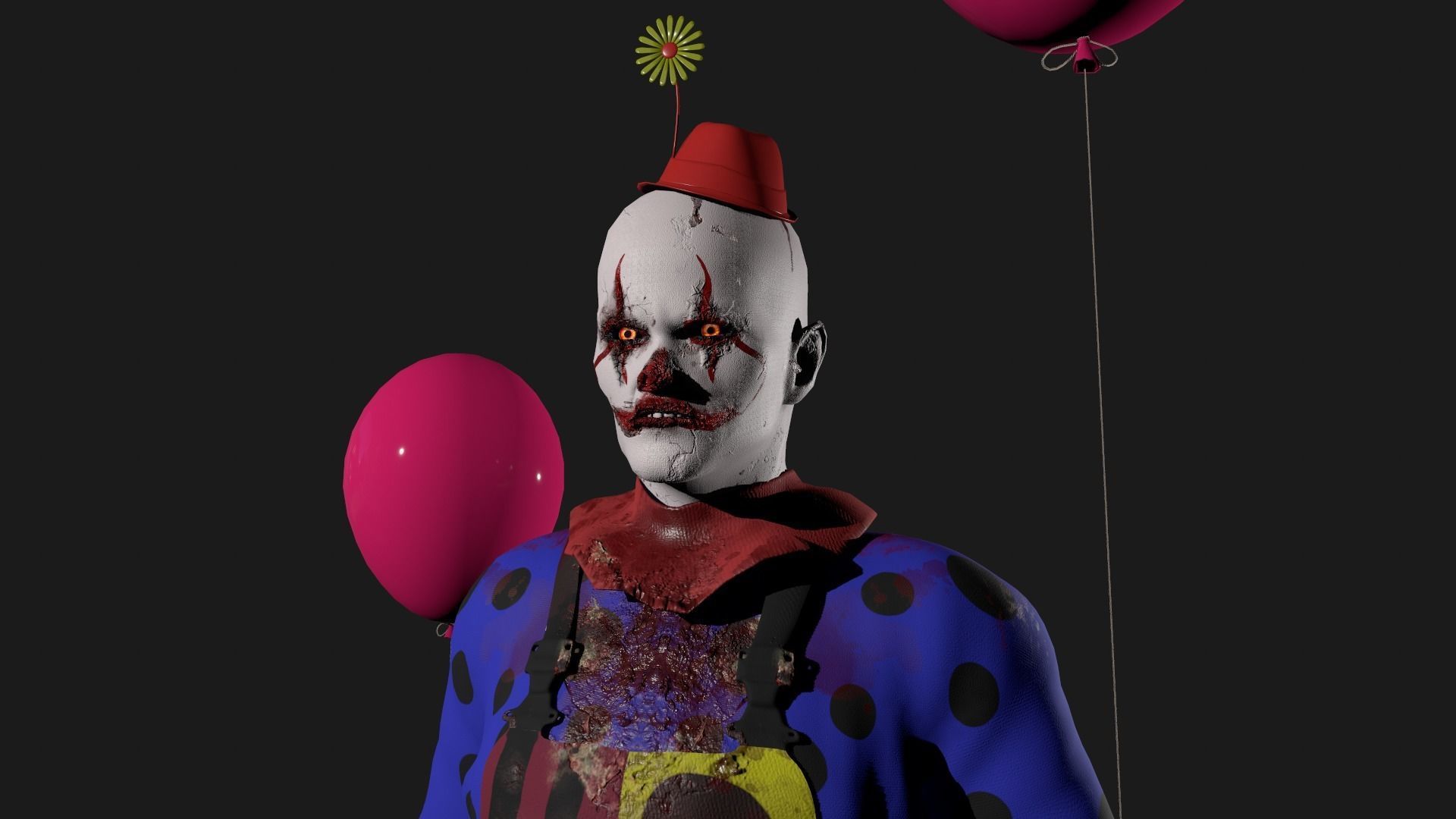 Crazy Clown Low-poly 3D model_7