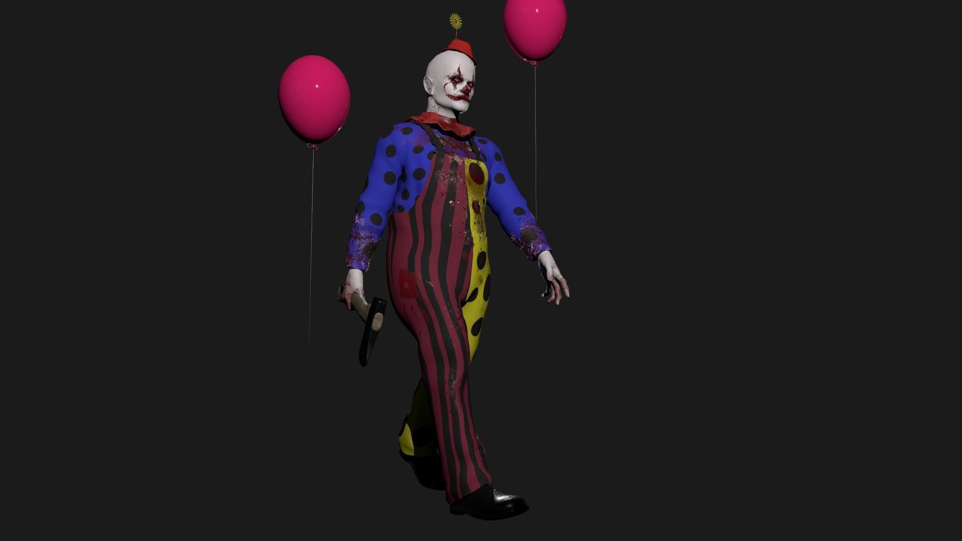 Crazy Clown Low-poly 3D model_10