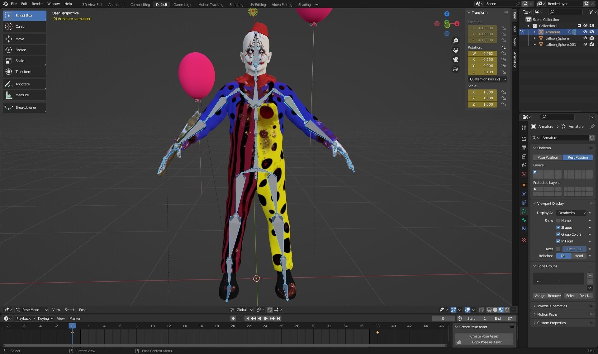 Crazy Clown Low-poly 3D model_15