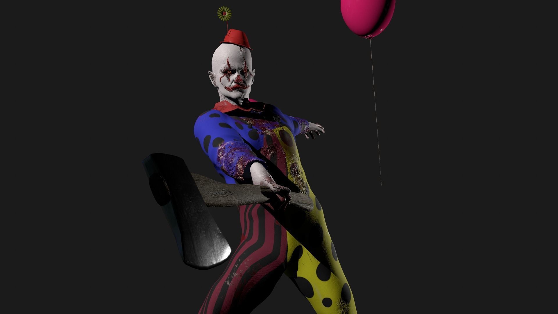 Crazy Clown Low-poly 3D model_12
