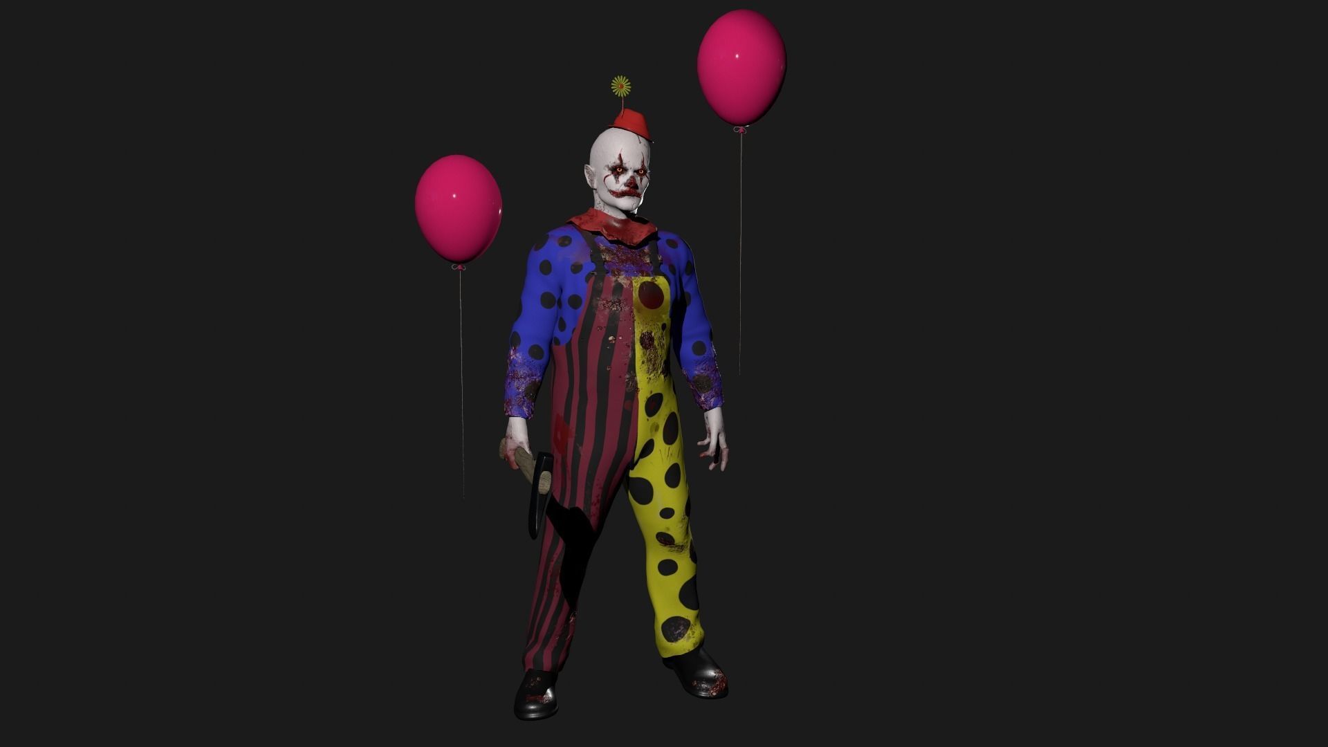 Crazy Clown Low-poly 3D model_8