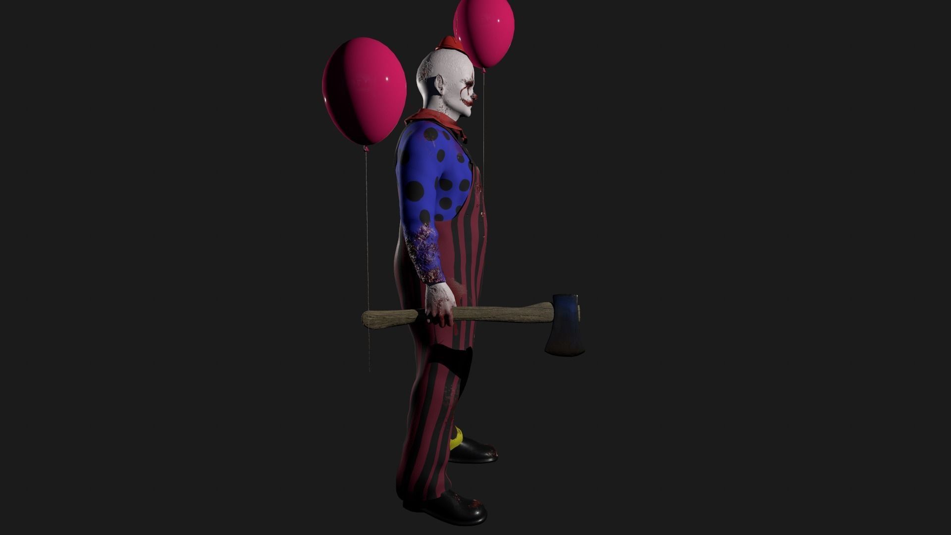 Crazy Clown Low-poly 3D model_2