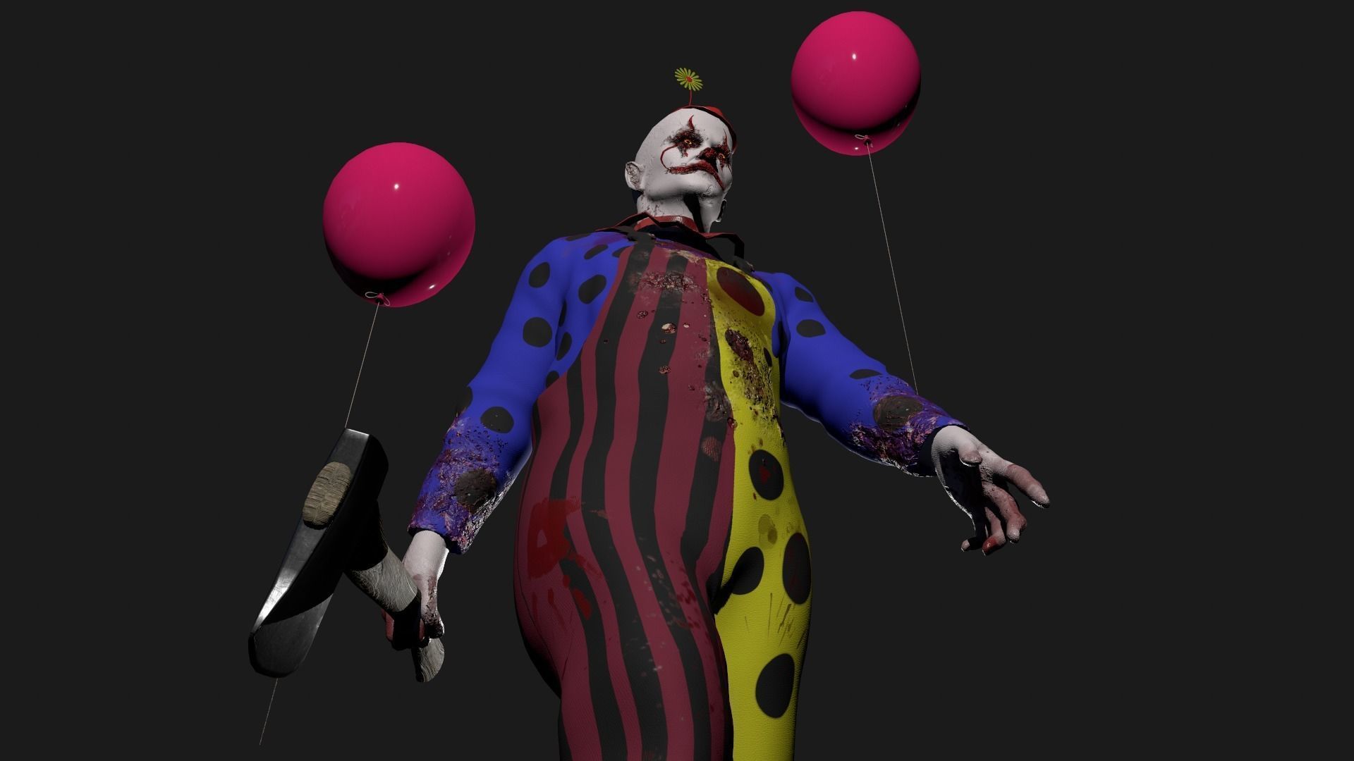 Crazy Clown Low-poly 3D model_11