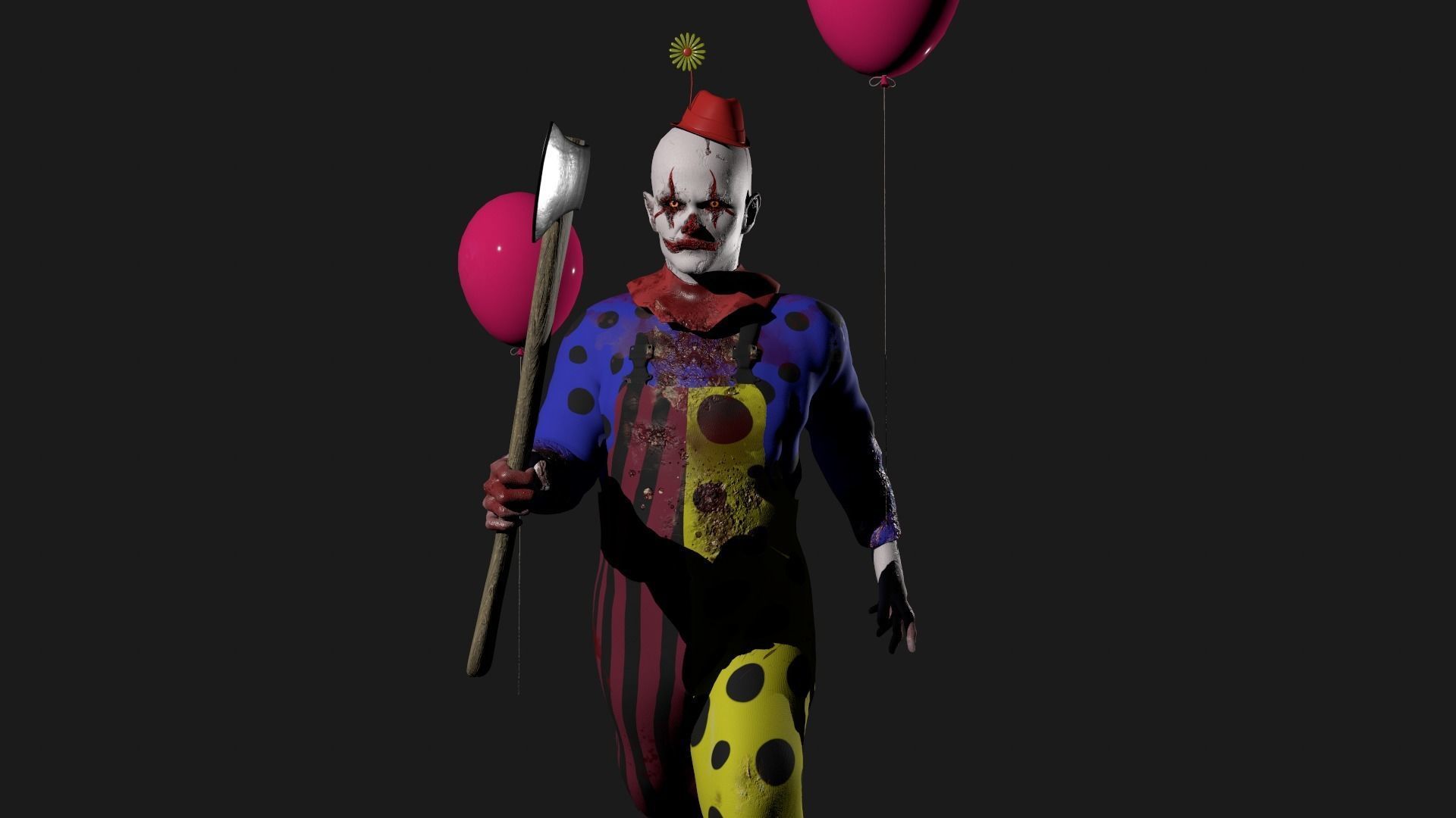 Crazy Clown Low-poly 3D model_13