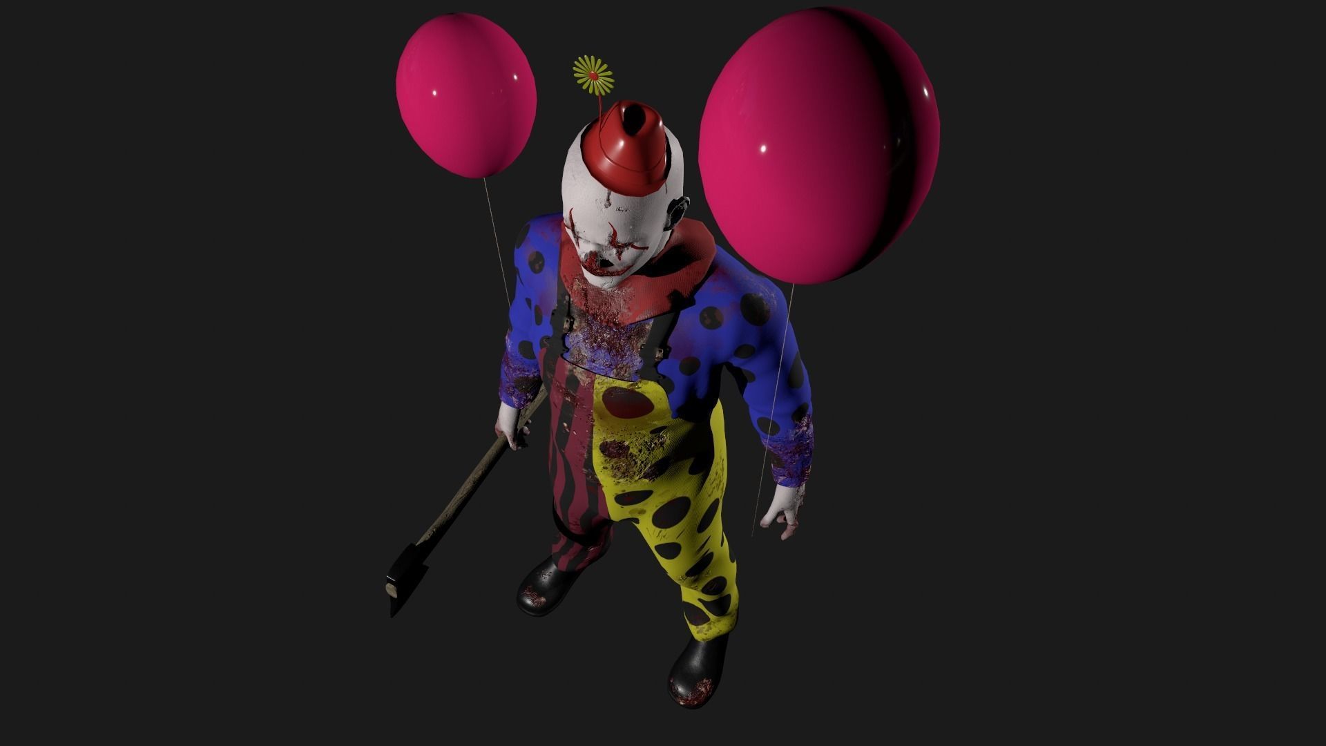 Crazy Clown Low-poly 3D model_5