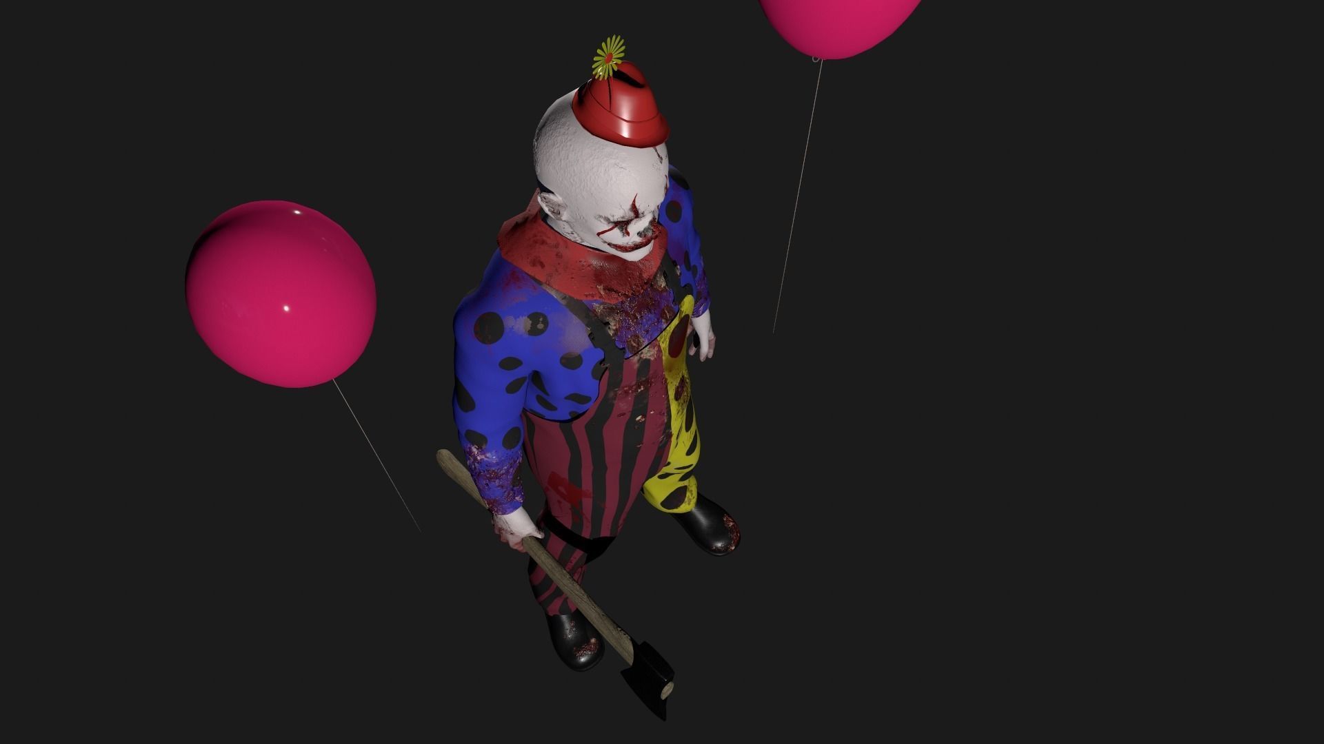 Crazy Clown Low-poly 3D model_4