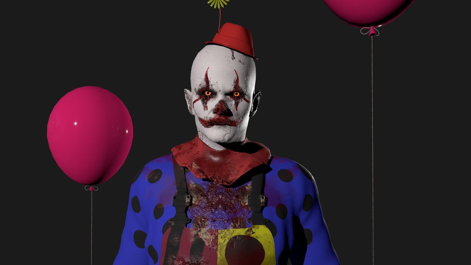Crazy Clown Low-poly 3D model_6