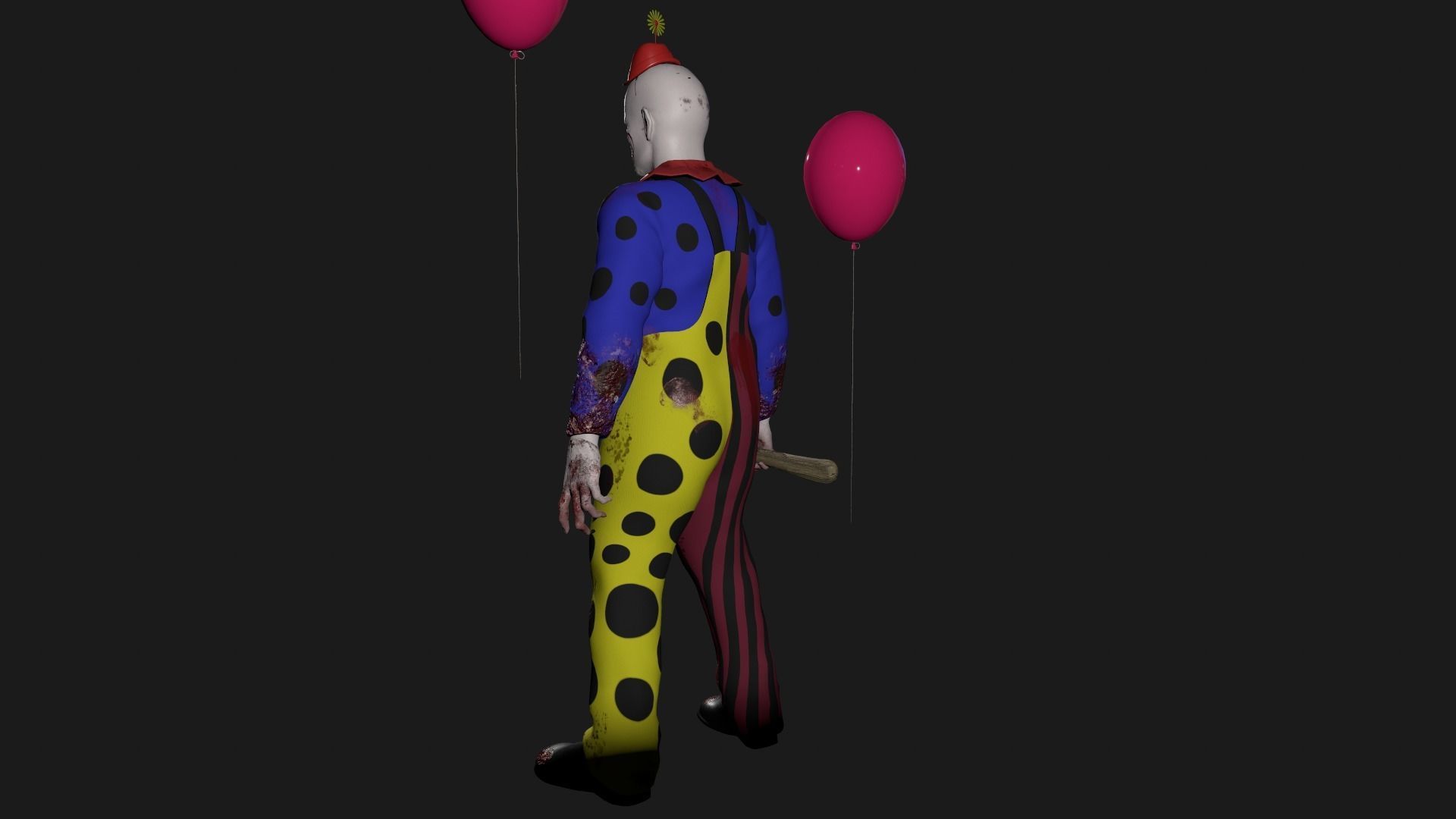 Crazy Clown Low-poly 3D model_3