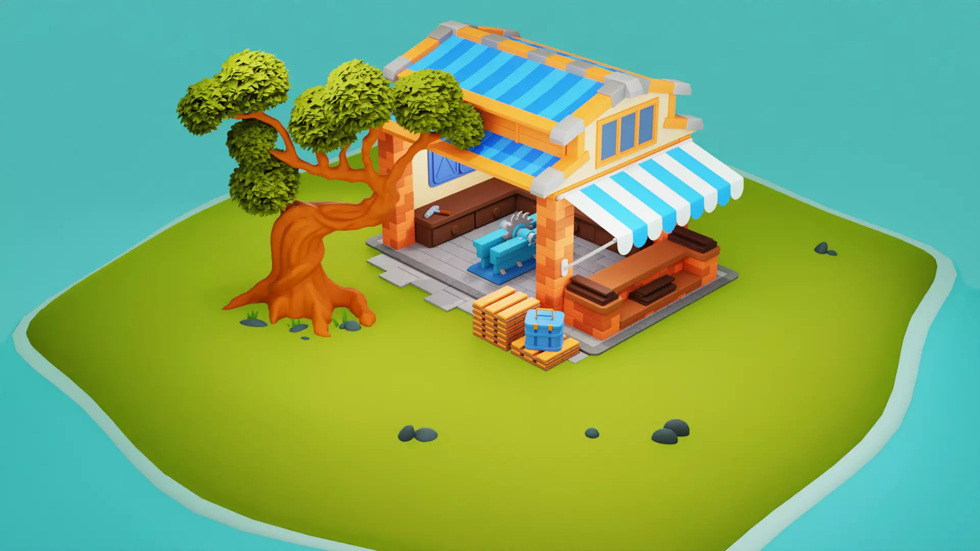 Atelier Wood Workshop 3D Model 3D model_0