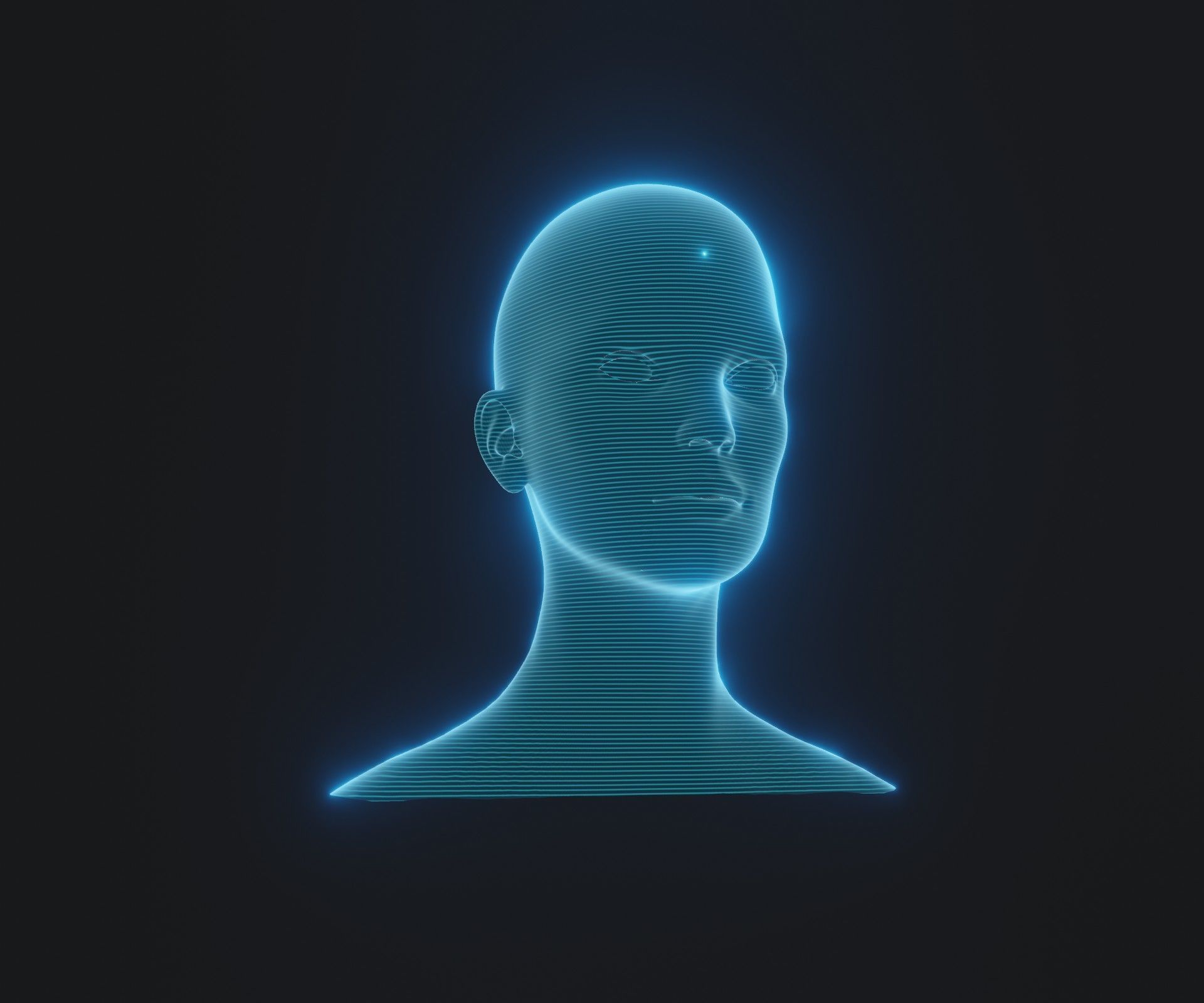 Hologram Male Female Head 3D Model Animated Facial Expressions 3D Model Collection_8