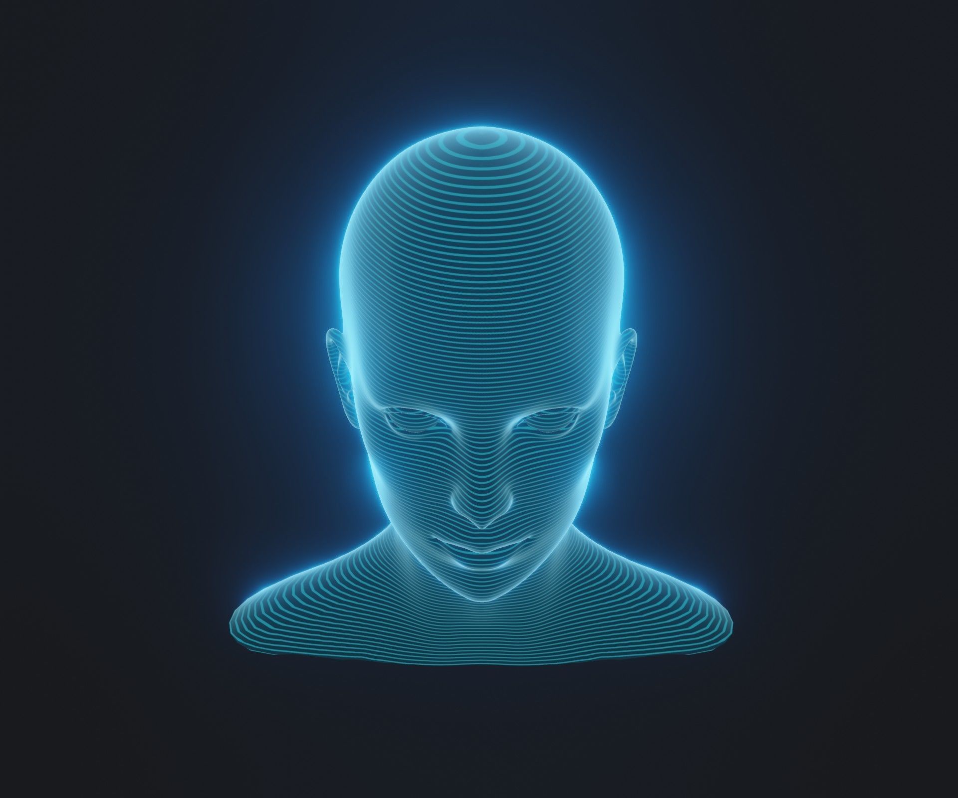Hologram Male Female Head 3D Model Animated Facial Expressions 3D Model Collection_17