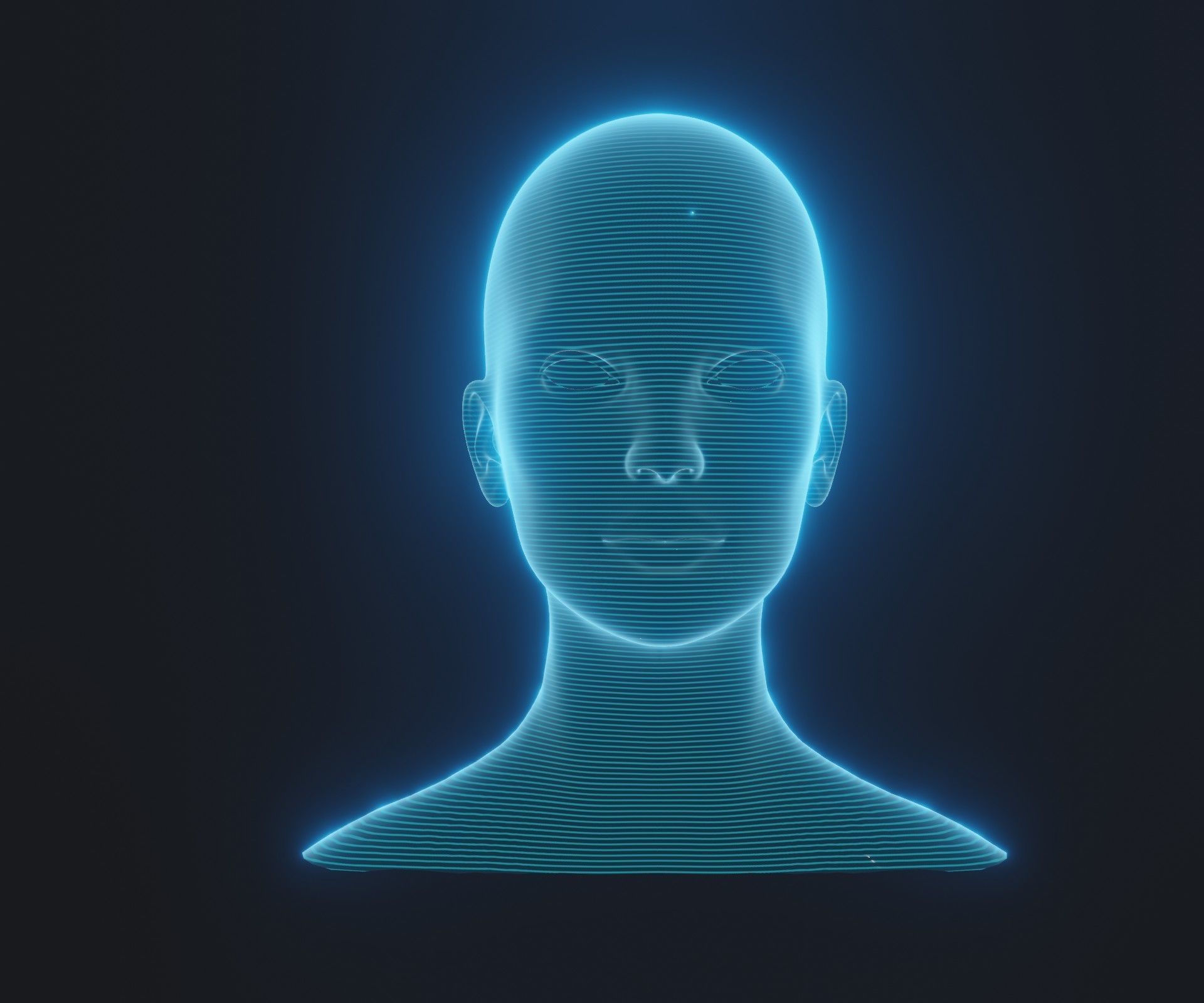 Hologram Male Female Head 3D Model Animated Facial Expressions 3D Model Collection_5