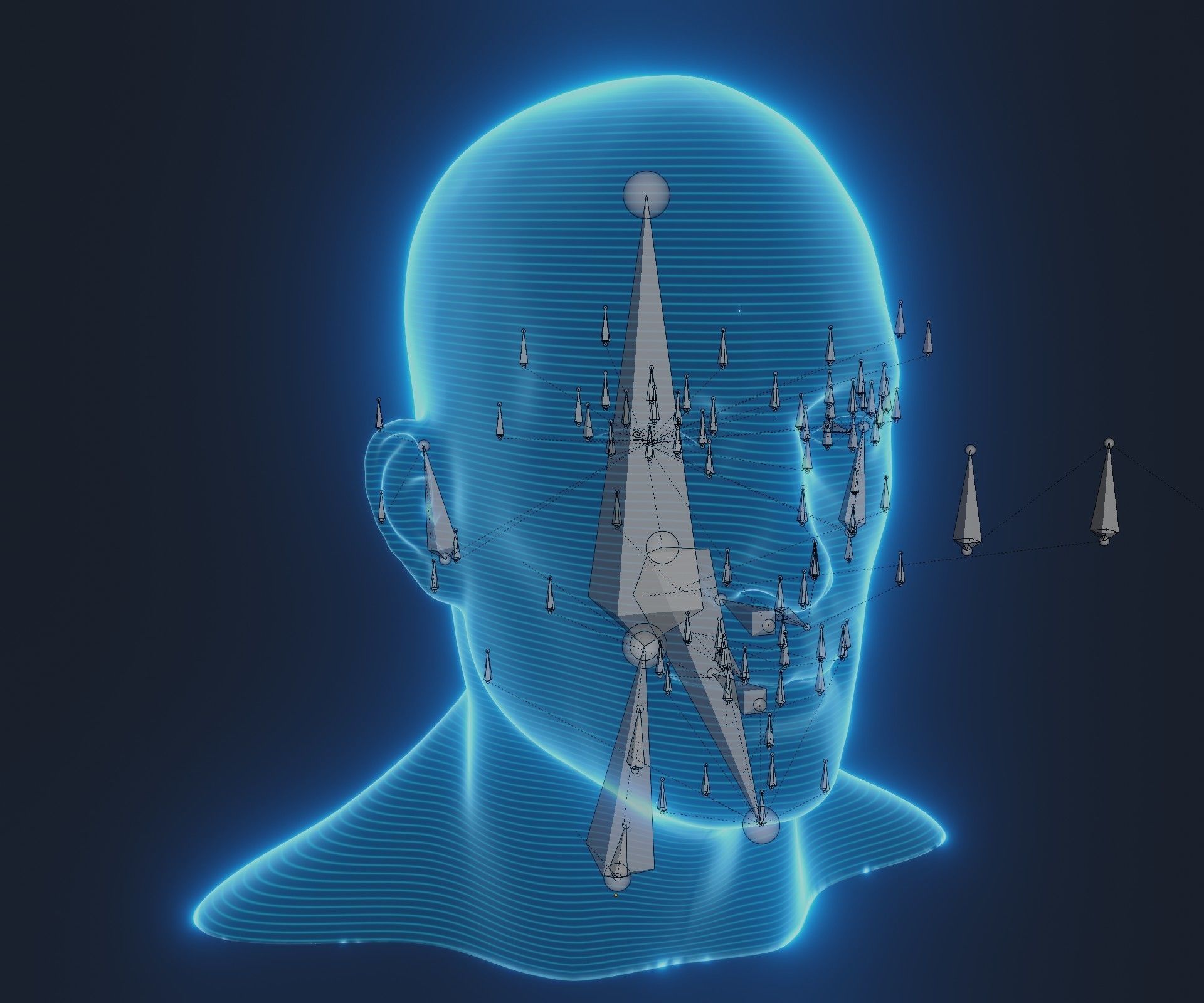 Hologram Male Female Head 3D Model Animated Facial Expressions 3D Model Collection_42