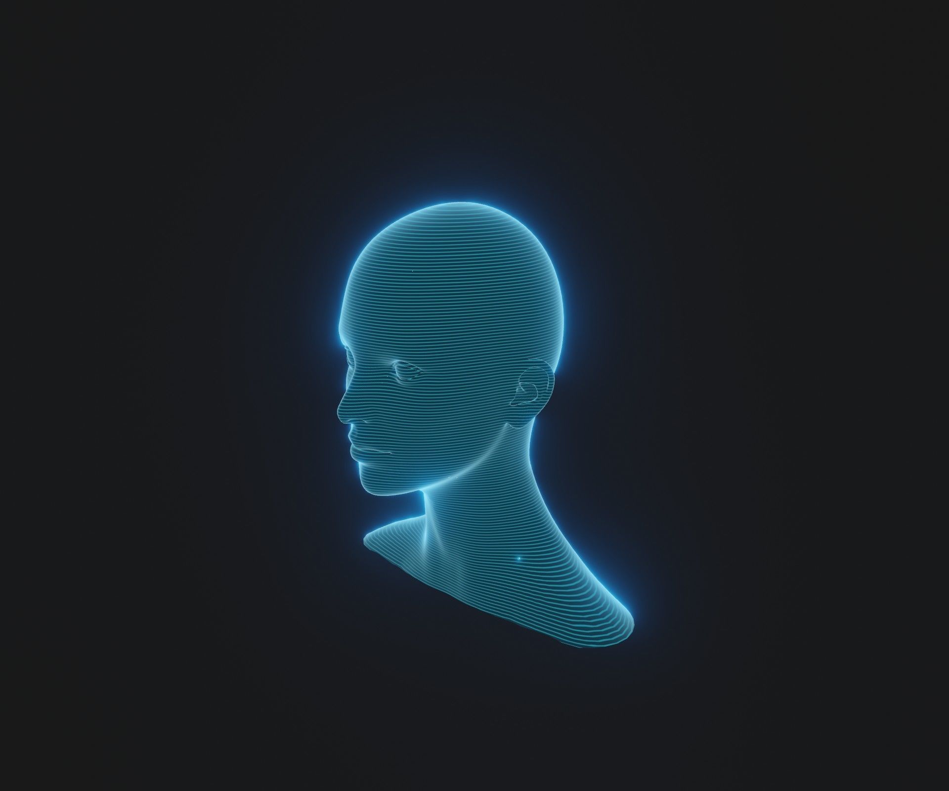 Hologram Male Female Head 3D Model Animated Facial Expressions 3D Model Collection_13