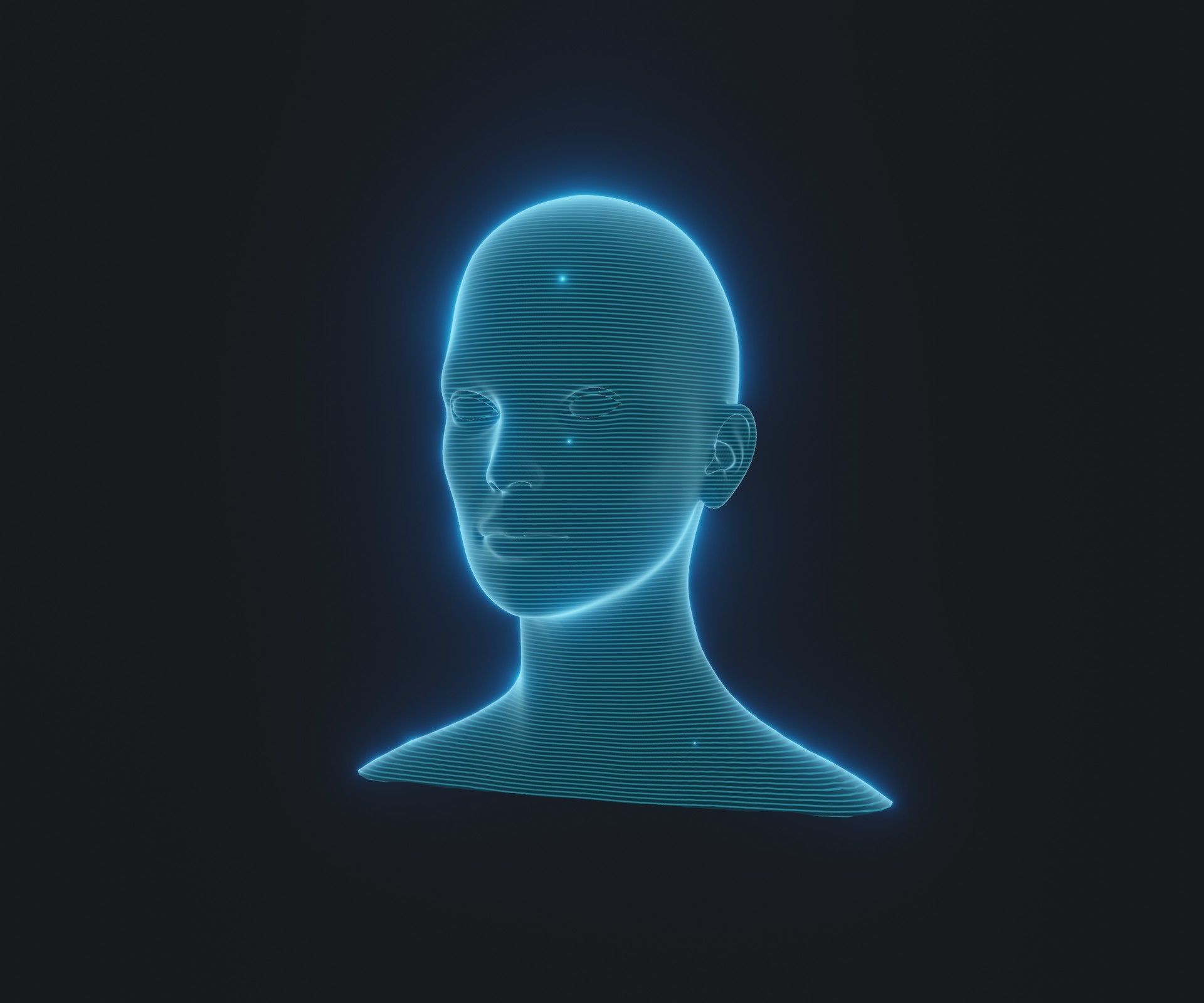 Hologram Male Female Head 3D Model Animated Facial Expressions 3D Model Collection_18