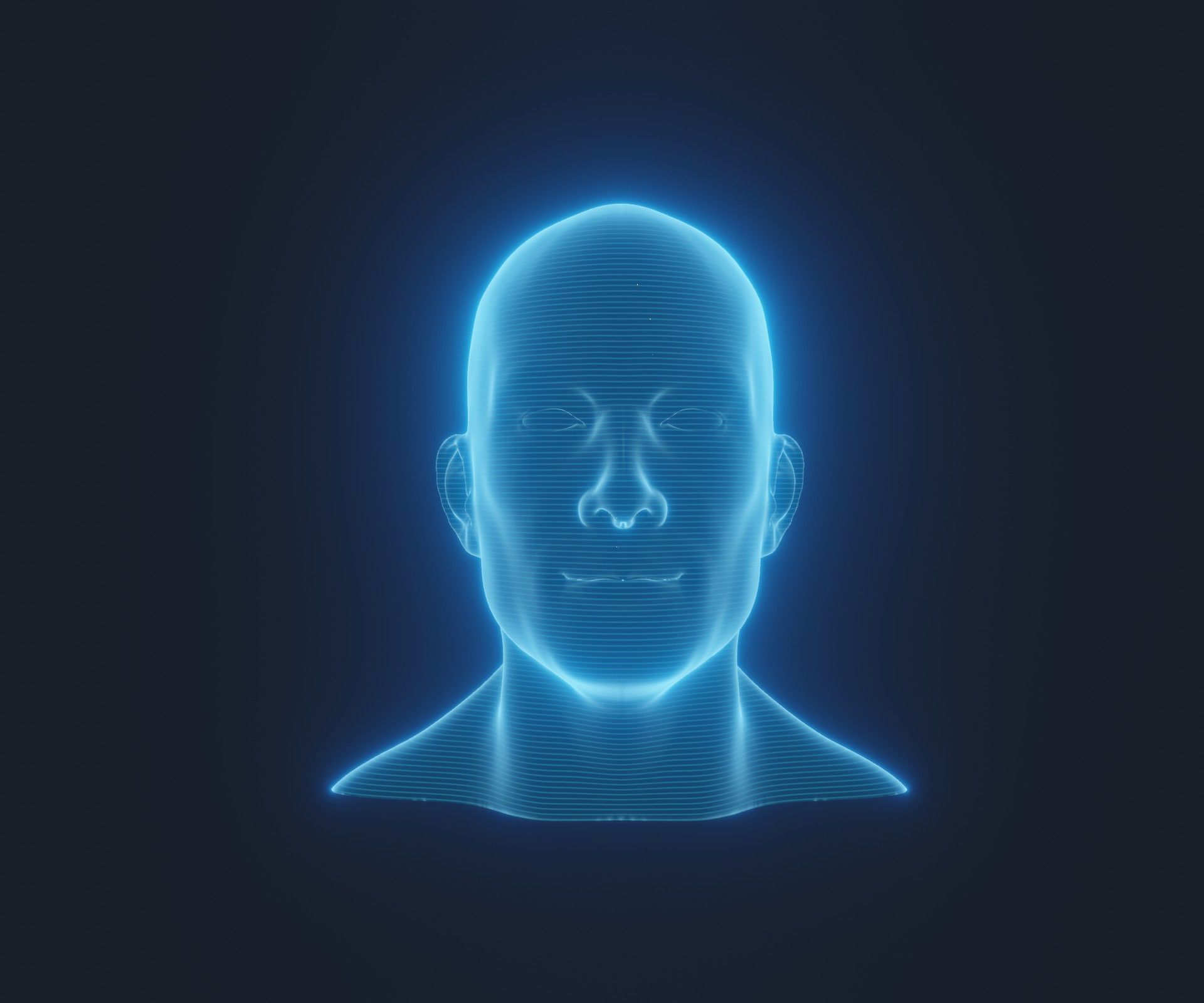 Hologram Male Female Head 3D Model Animated Facial Expressions 3D Model Collection_28