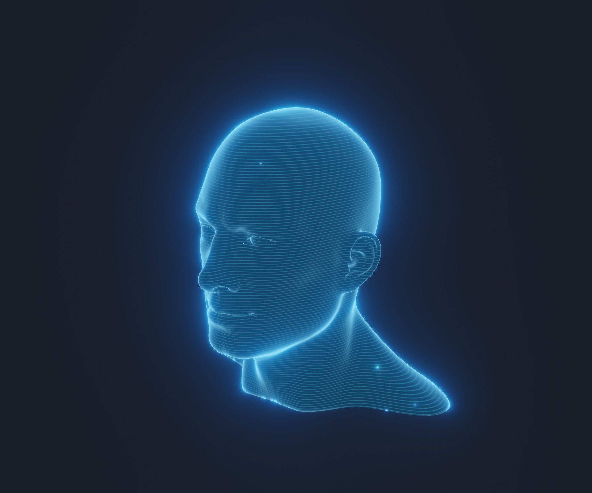 Hologram Male Female Head 3D Model Animated Facial Expressions 3D Model Collection_24