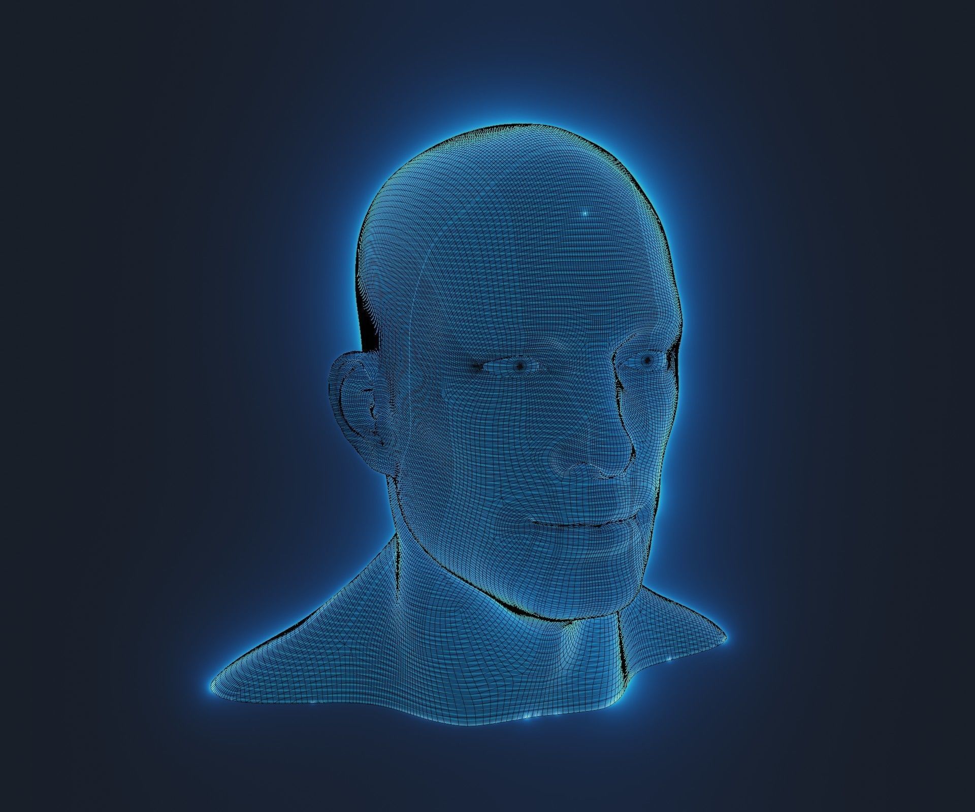 Hologram Male Female Head 3D Model Animated Facial Expressions 3D Model Collection_43