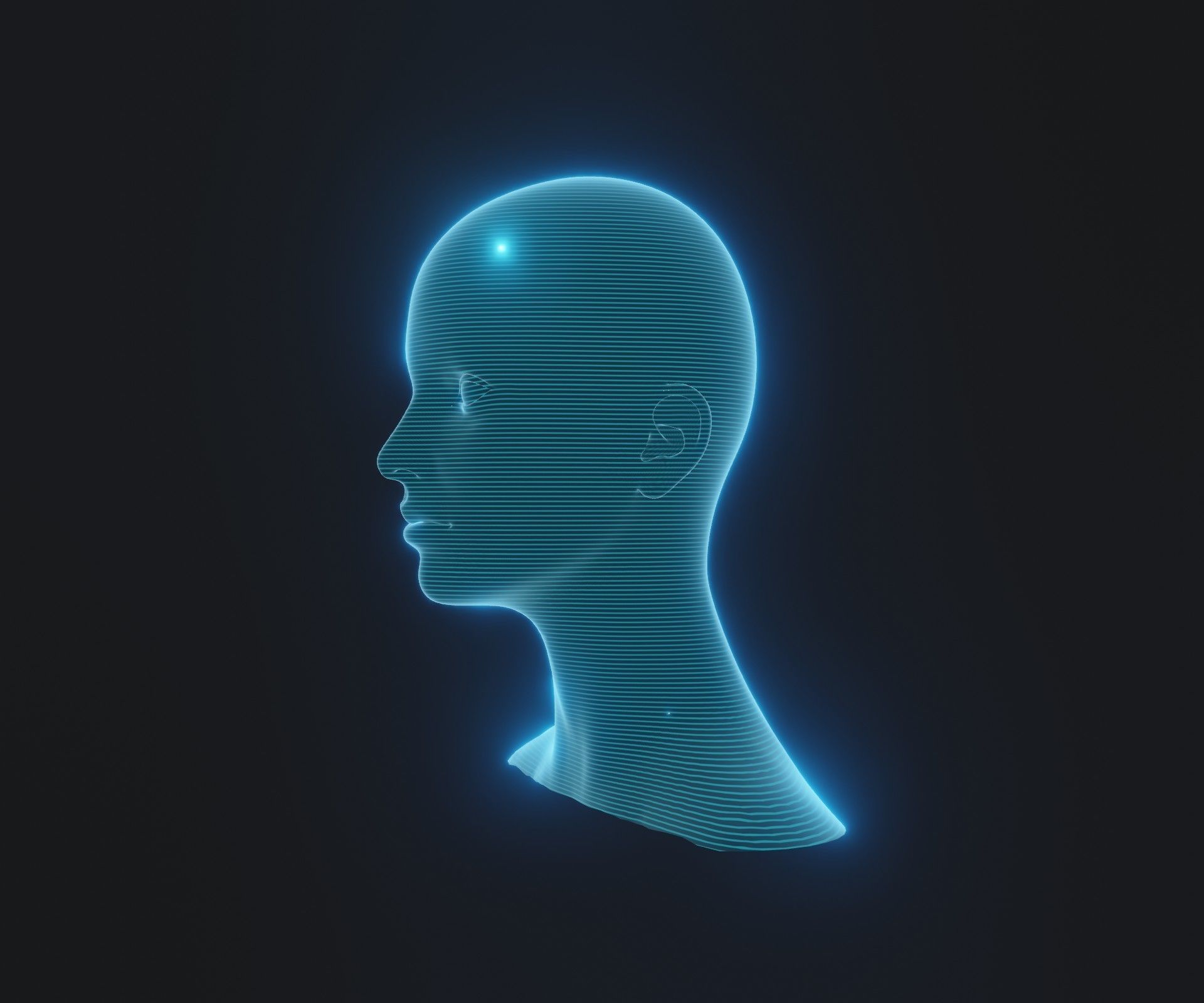 Hologram Male Female Head 3D Model Animated Facial Expressions 3D Model Collection_7