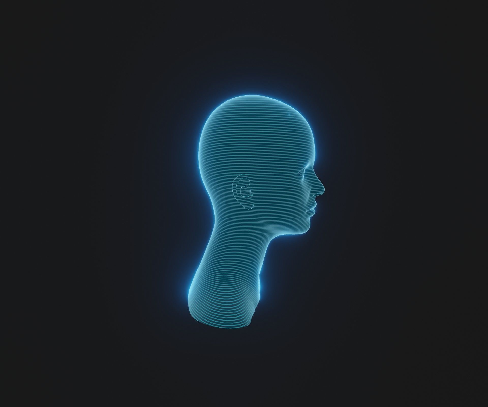 Hologram Male Female Head 3D Model Animated Facial Expressions 3D Model Collection_10