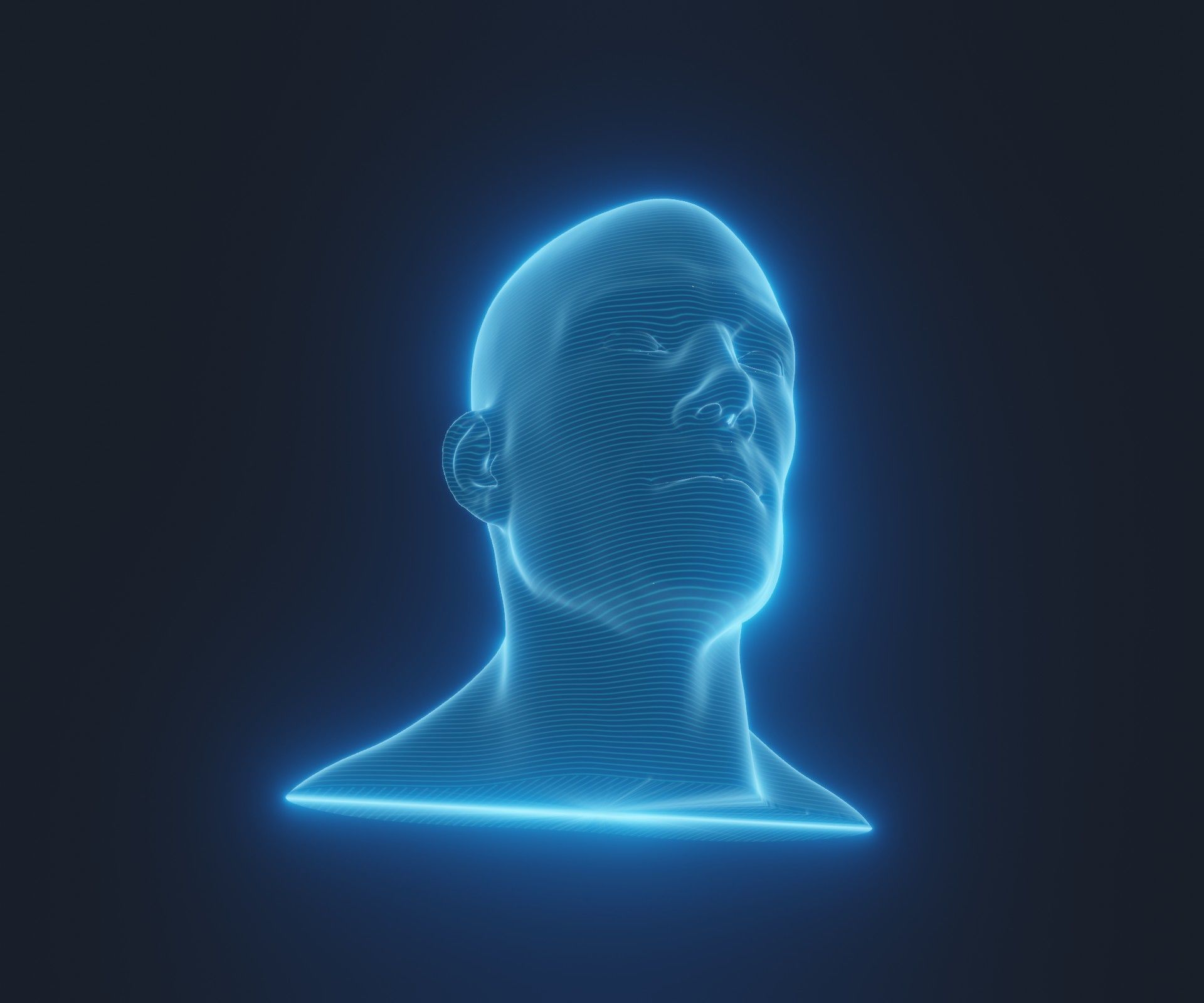 Hologram Male Female Head 3D Model Animated Facial Expressions 3D Model Collection_30