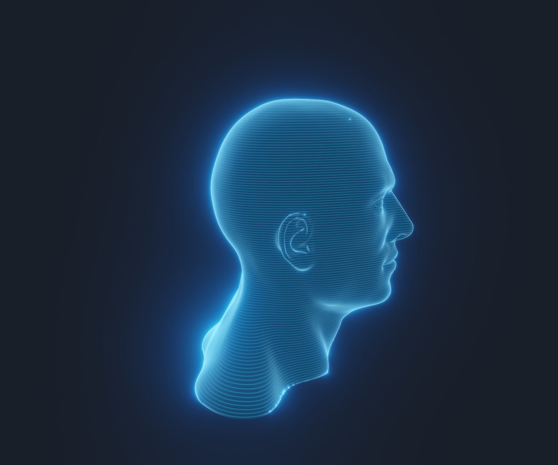 Hologram Male Female Head 3D Model Animated Facial Expressions 3D Model Collection_40