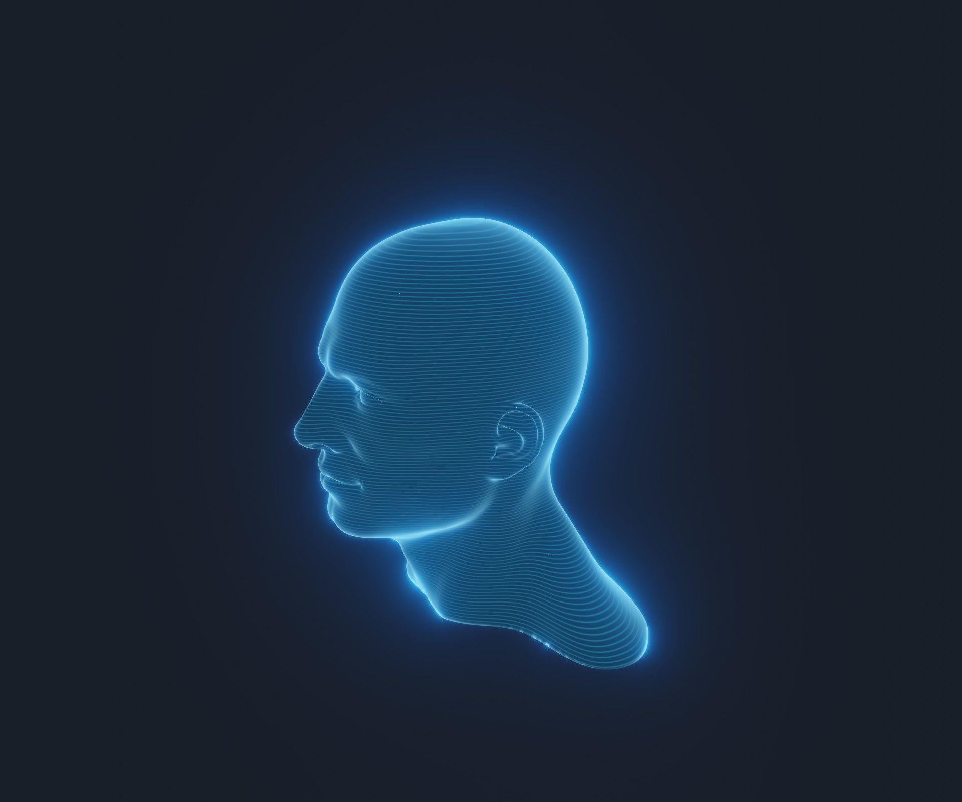 Hologram Male Female Head 3D Model Animated Facial Expressions 3D Model Collection_38