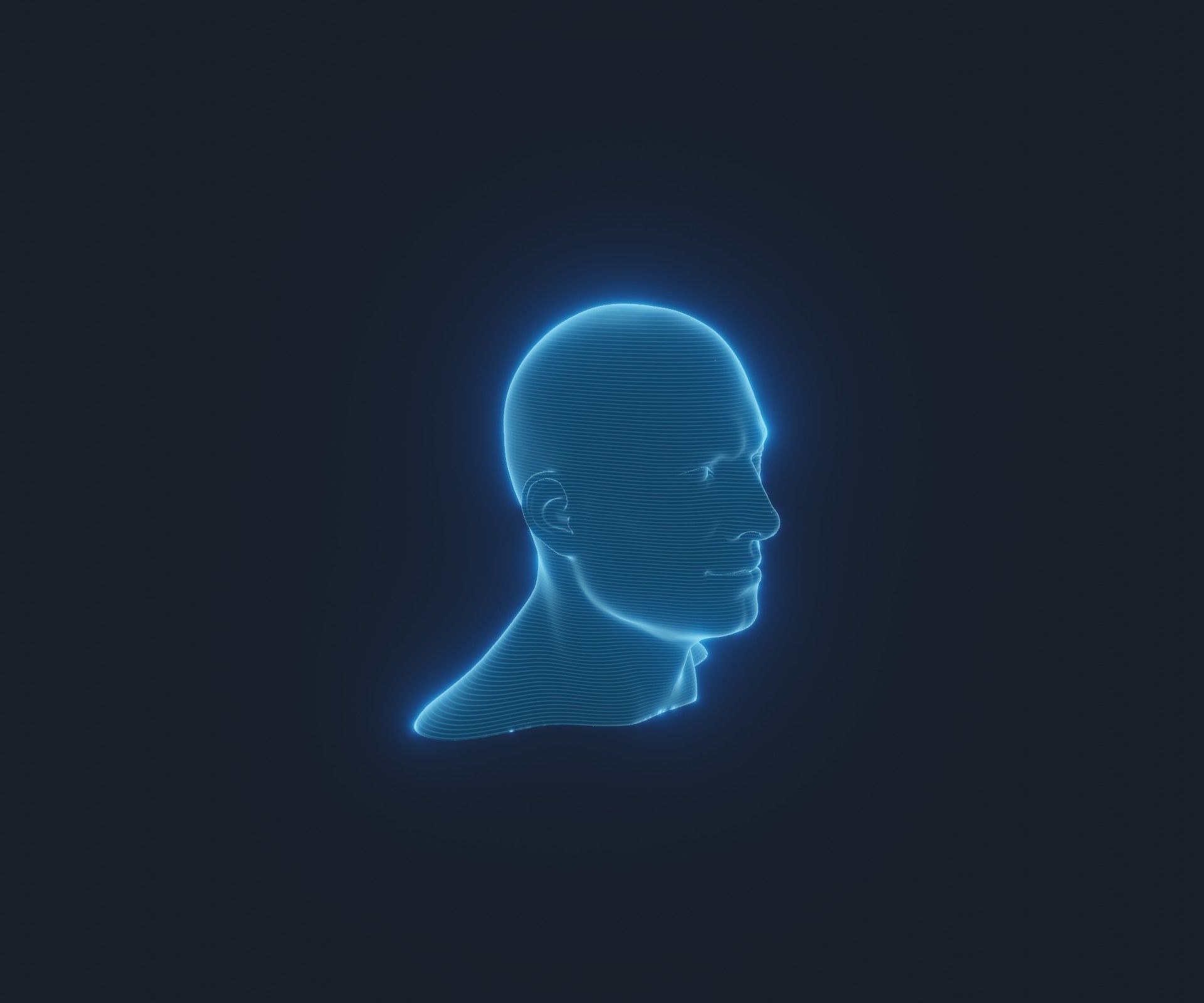 Hologram Male Female Head 3D Model Animated Facial Expressions 3D Model Collection_37