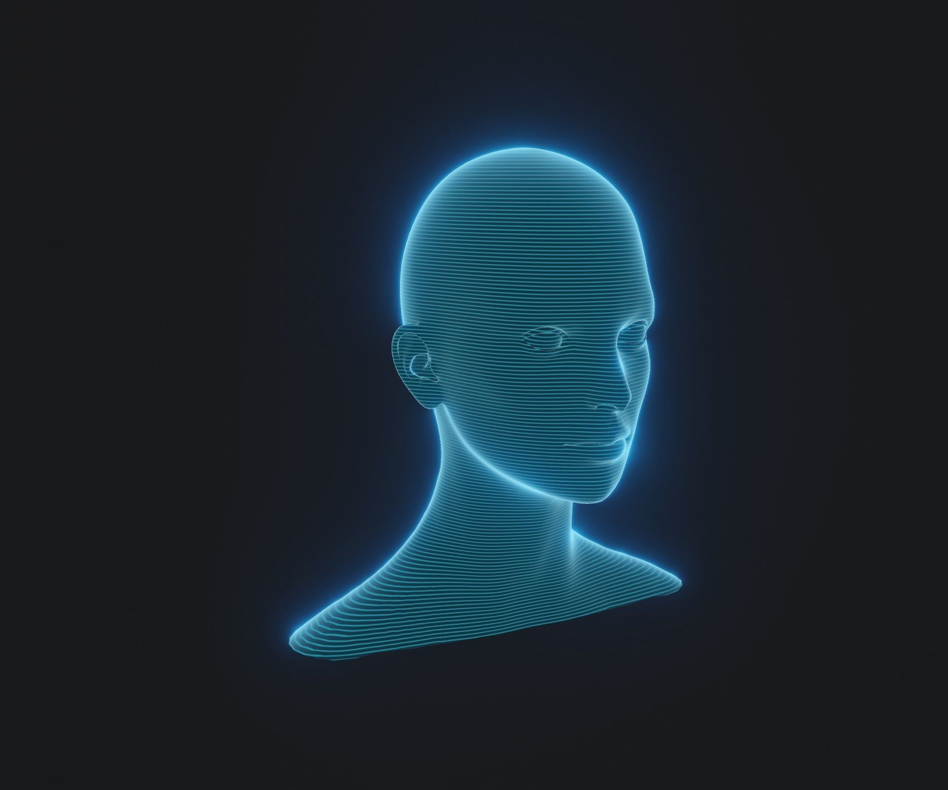 Hologram Male Female Head 3D Model Animated Facial Expressions 3D Model Collection_6