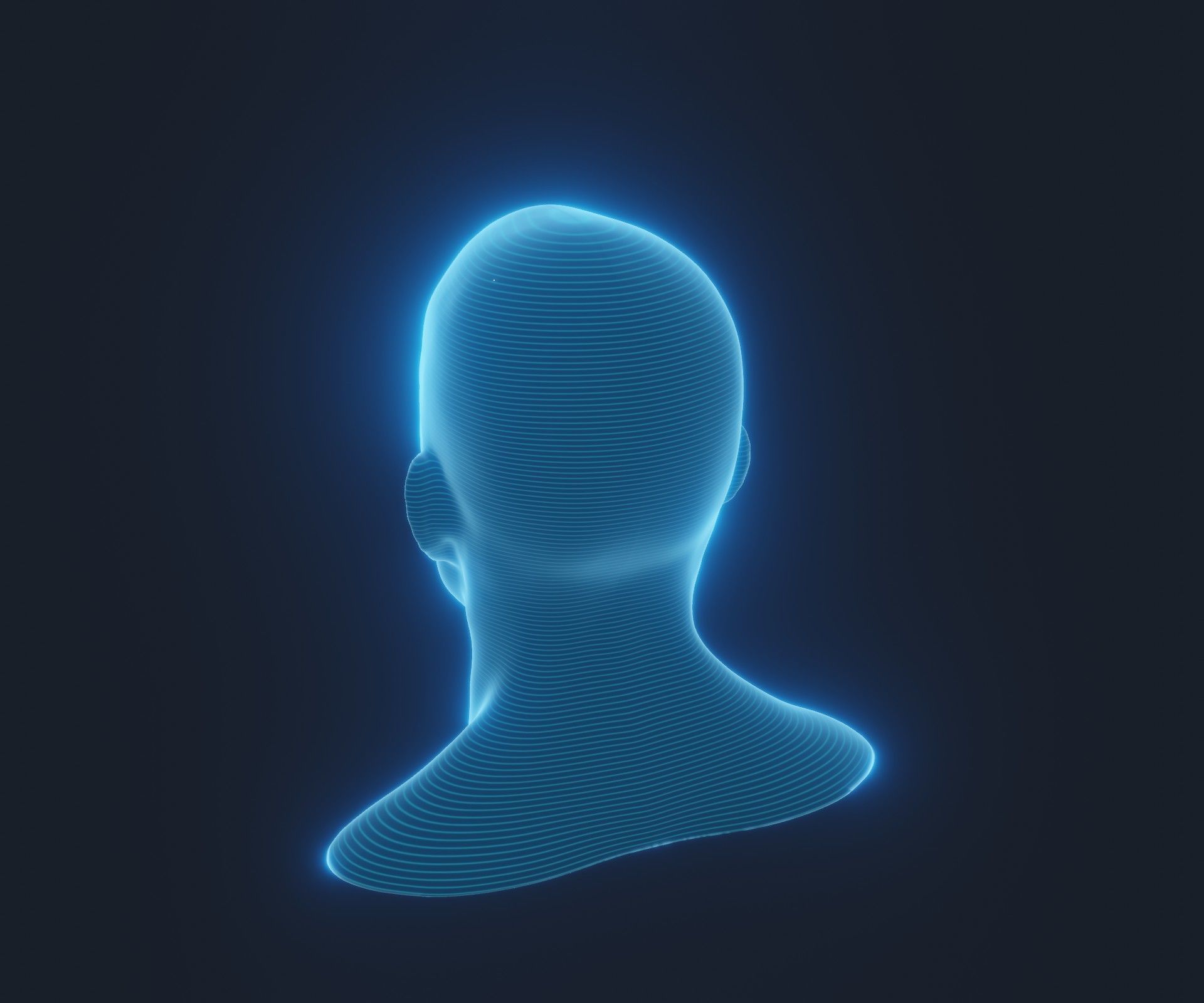 Hologram Male Female Head 3D Model Animated Facial Expressions 3D Model Collection_35