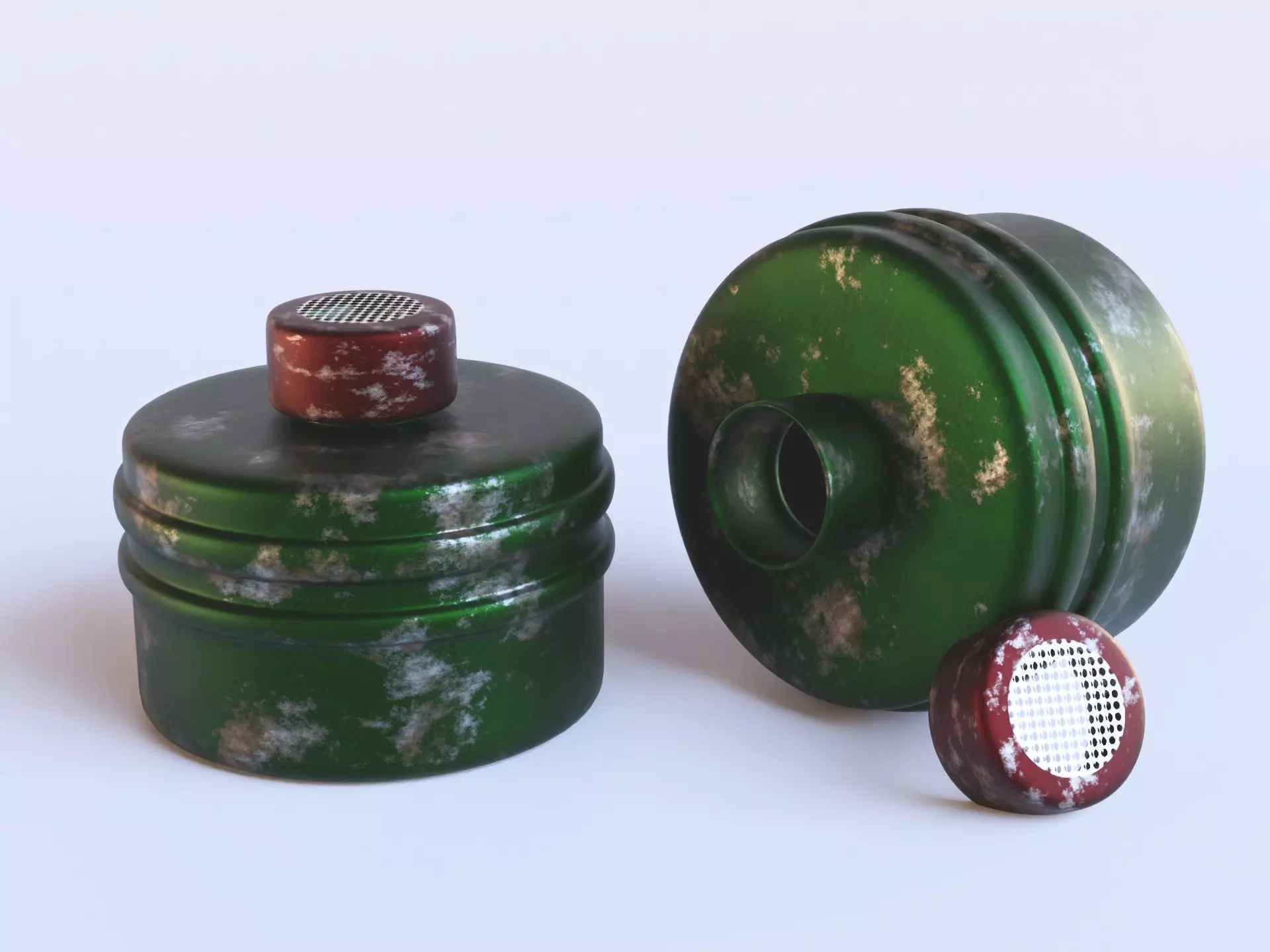 Green gas face mask filter Low-poly 3D model_0