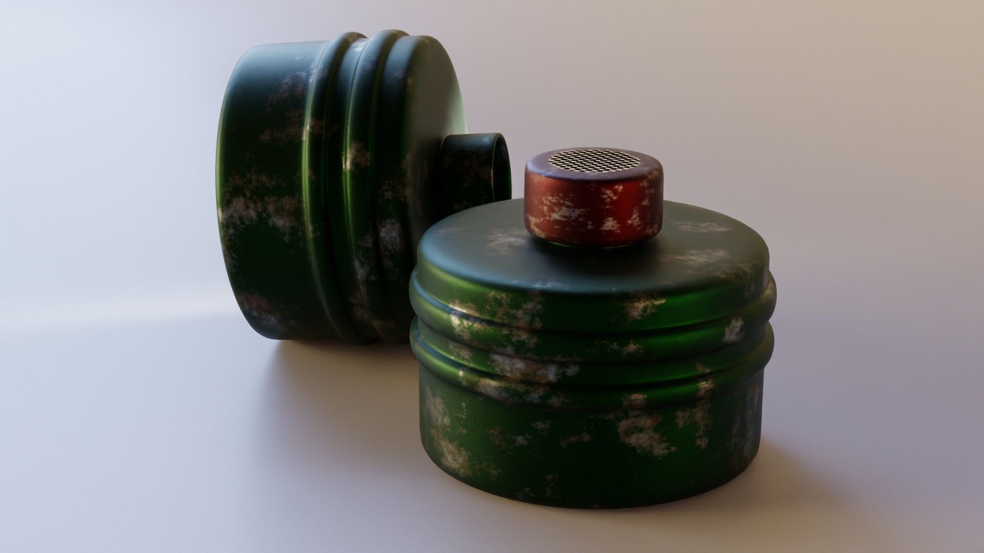 Green gas face mask filter Low-poly 3D model_4